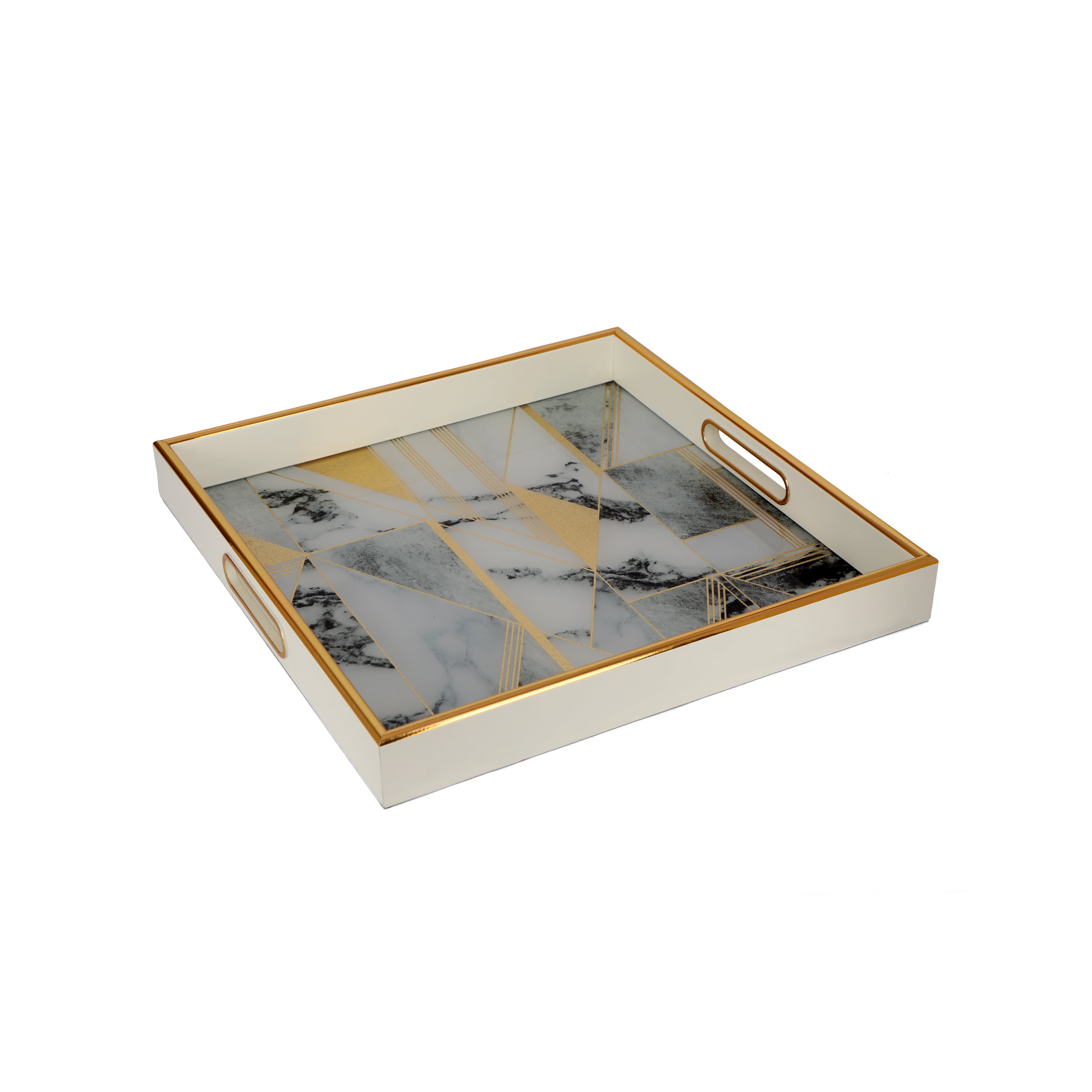 Square Glass Tray Set Of 2 - Onyx
