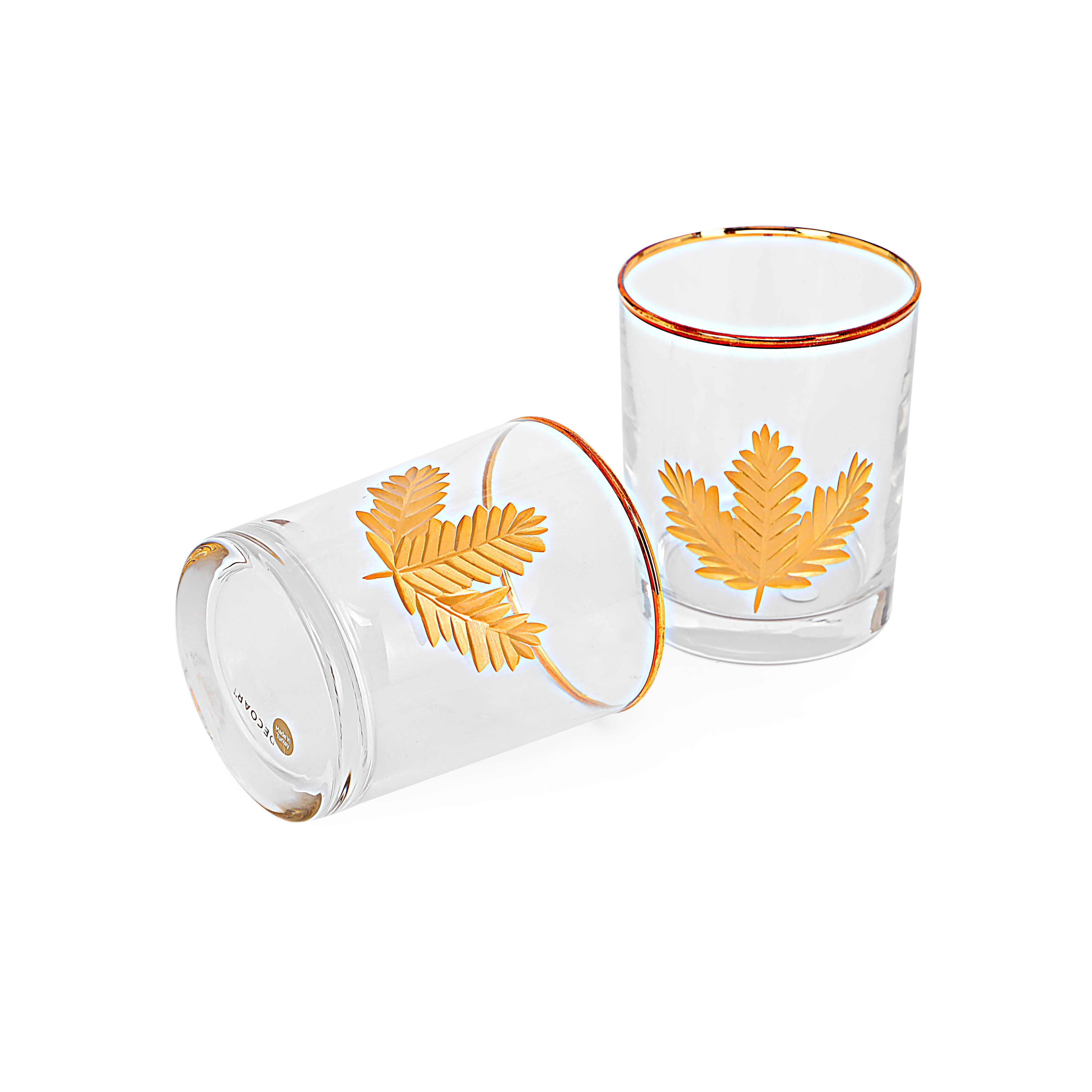 Juice Glass Set - Gold Maple Leaf