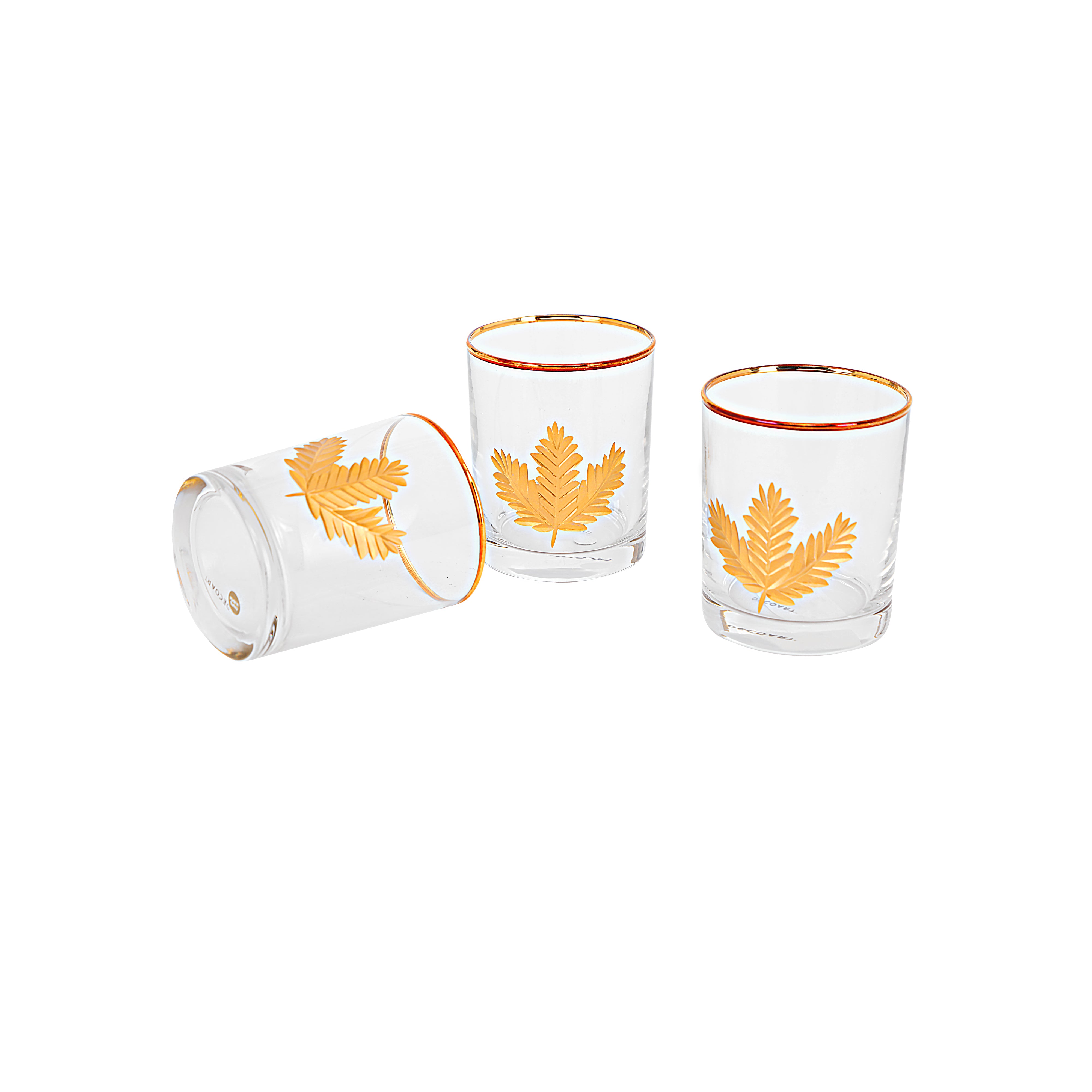 Juice Glass Set - Gold Maple Leaf