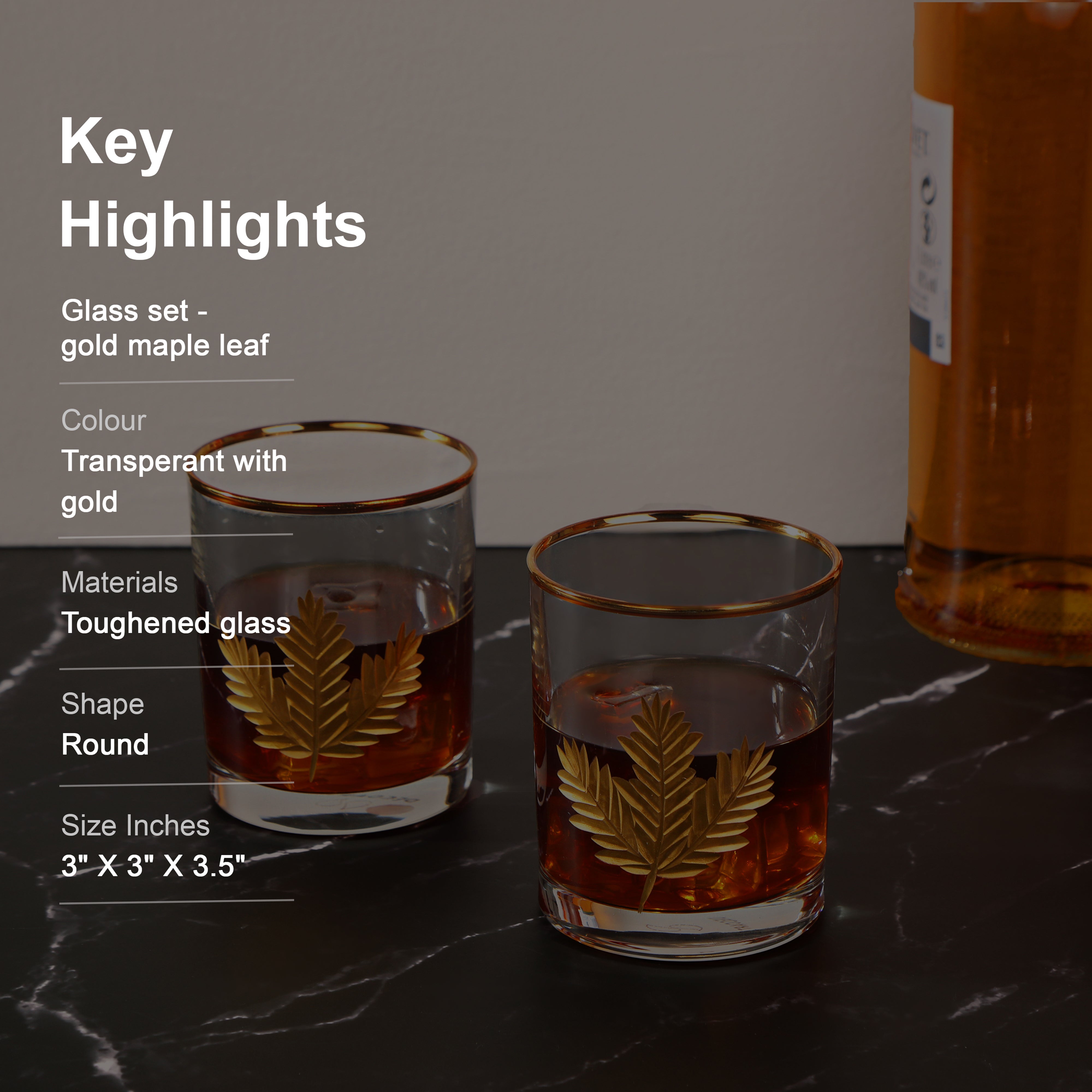 Juice Glass Set - Gold Maple Leaf