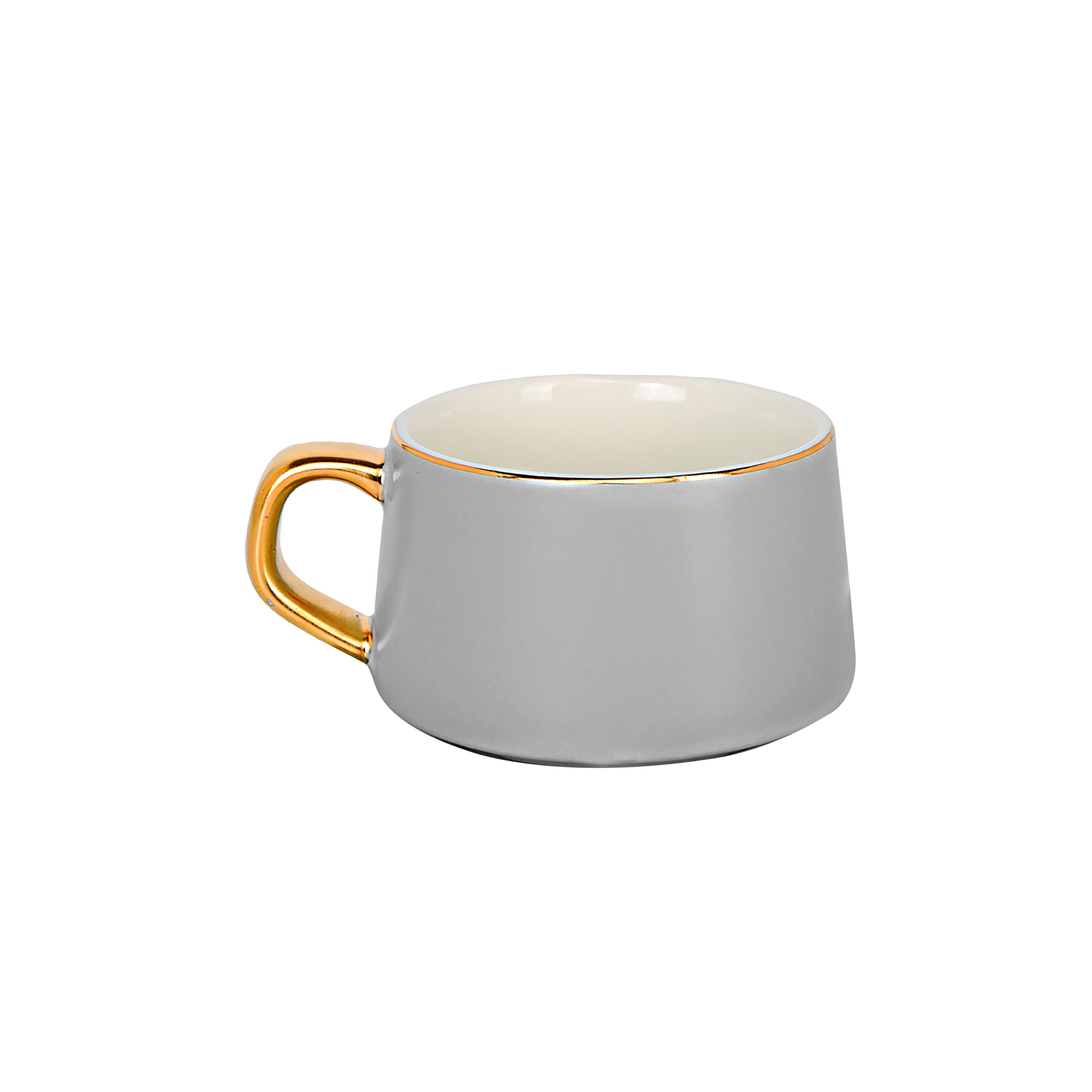 Tea Set - Grey With Gold Rim