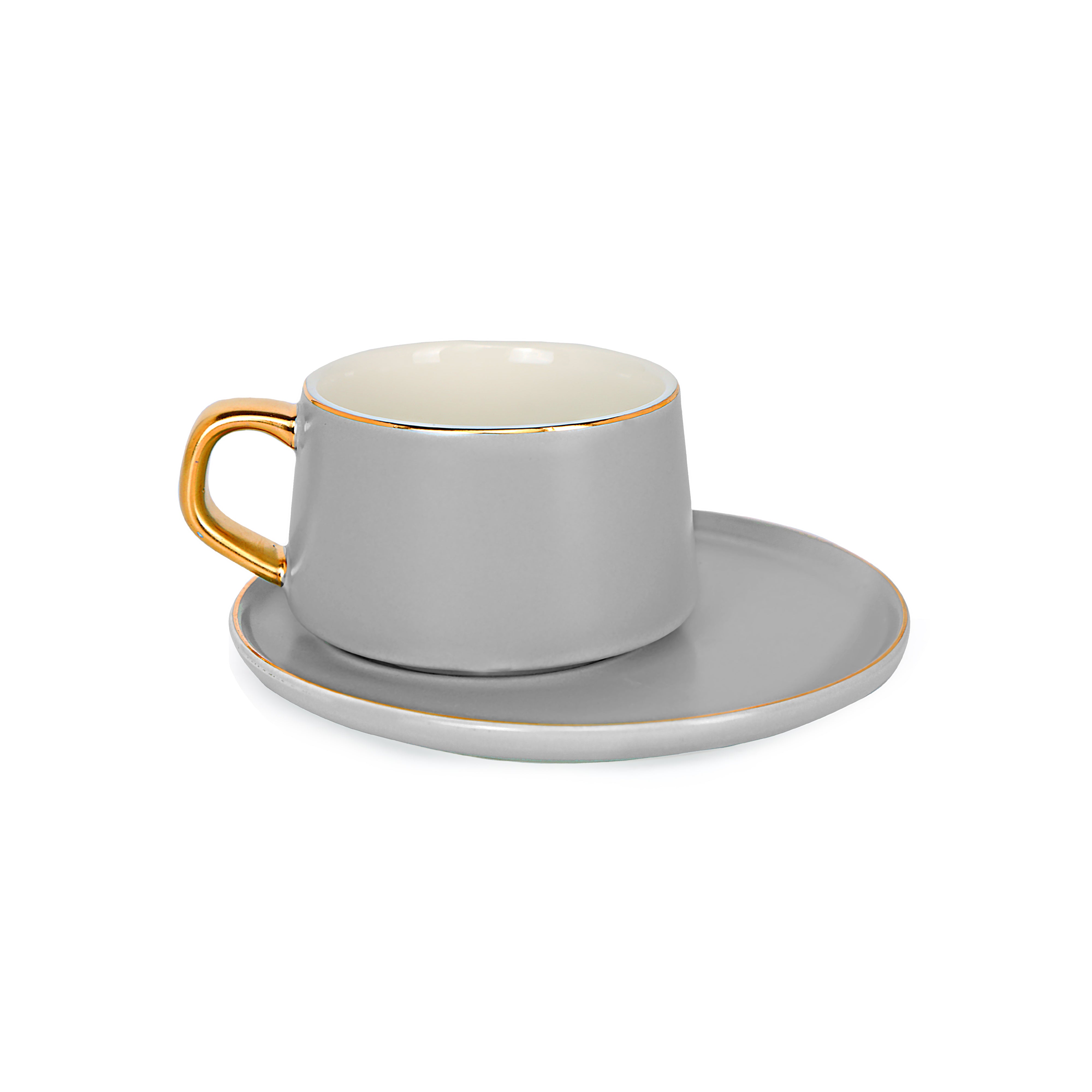 Tea Set - Grey With Gold Rim