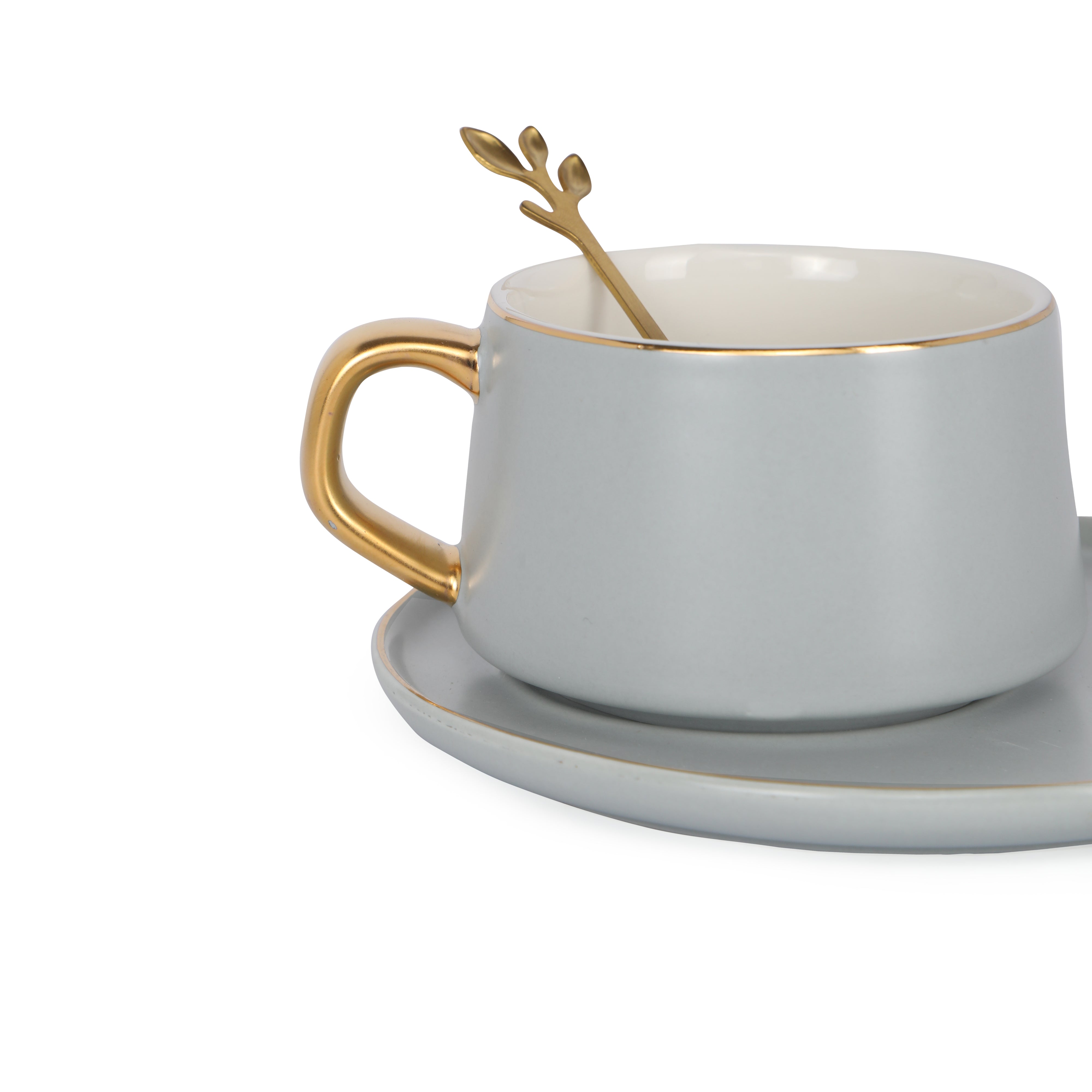 Tea Set - Grey With Gold Rim