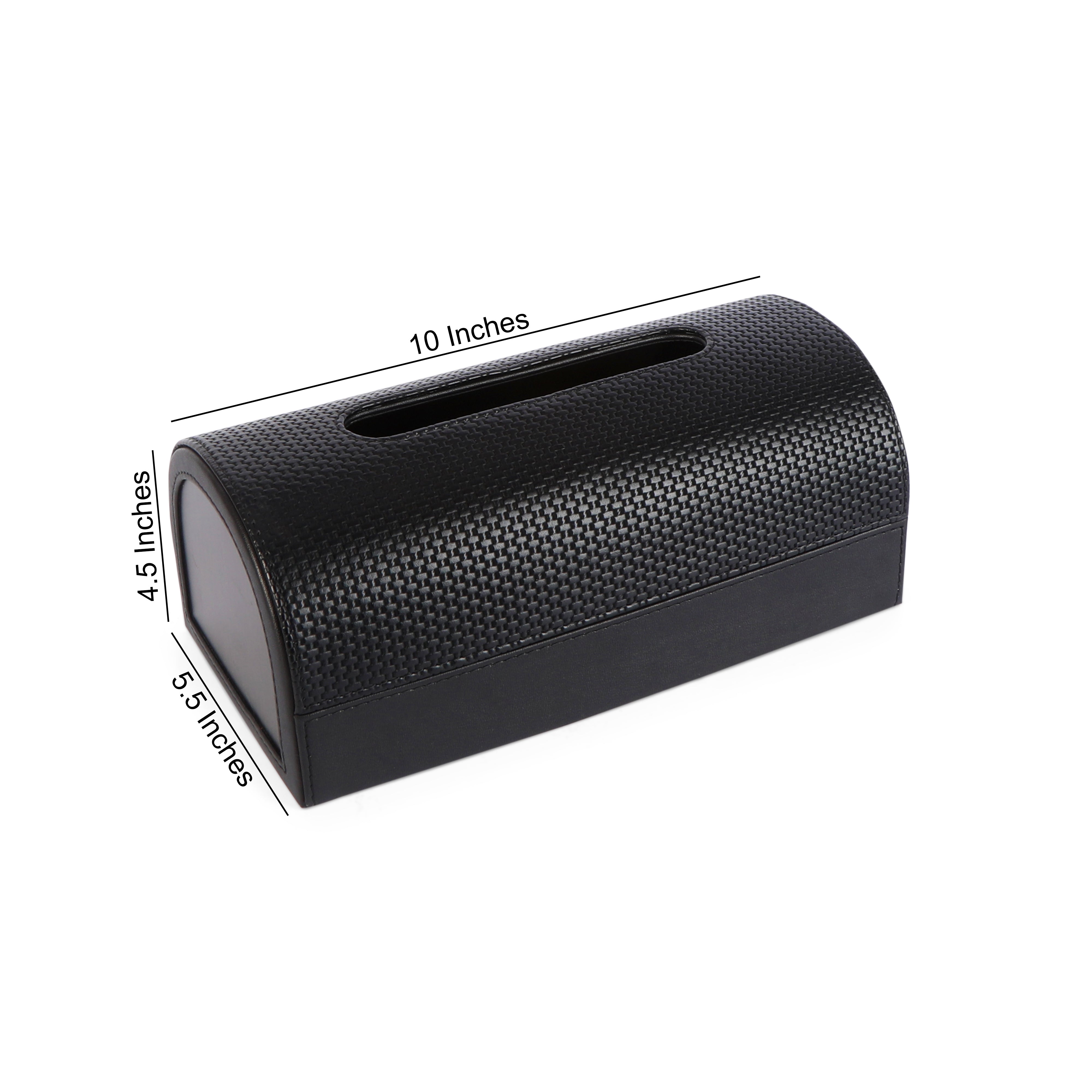 Dome Tissue Box - Black Leatherette