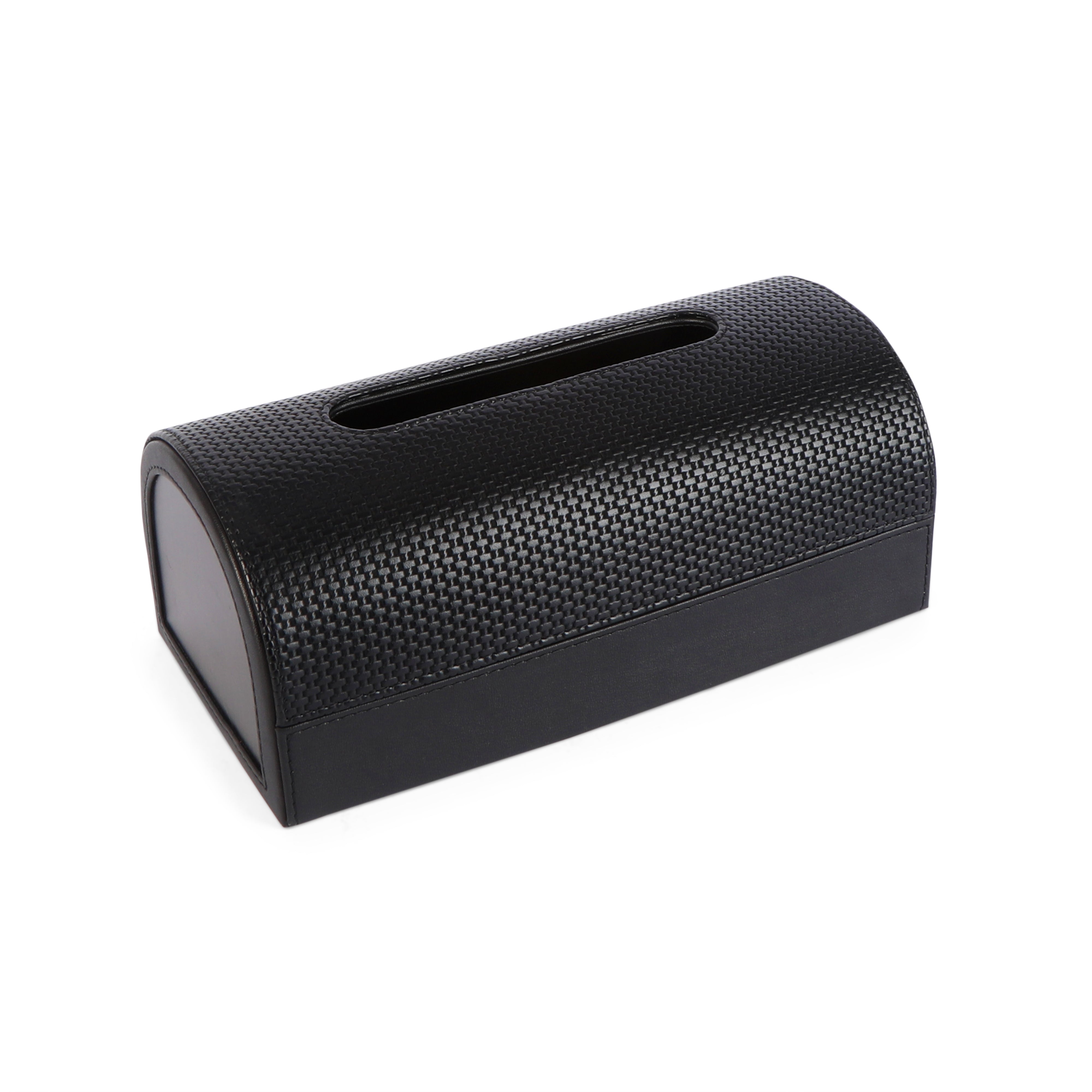 Dome Tissue Box - Black Leatherette