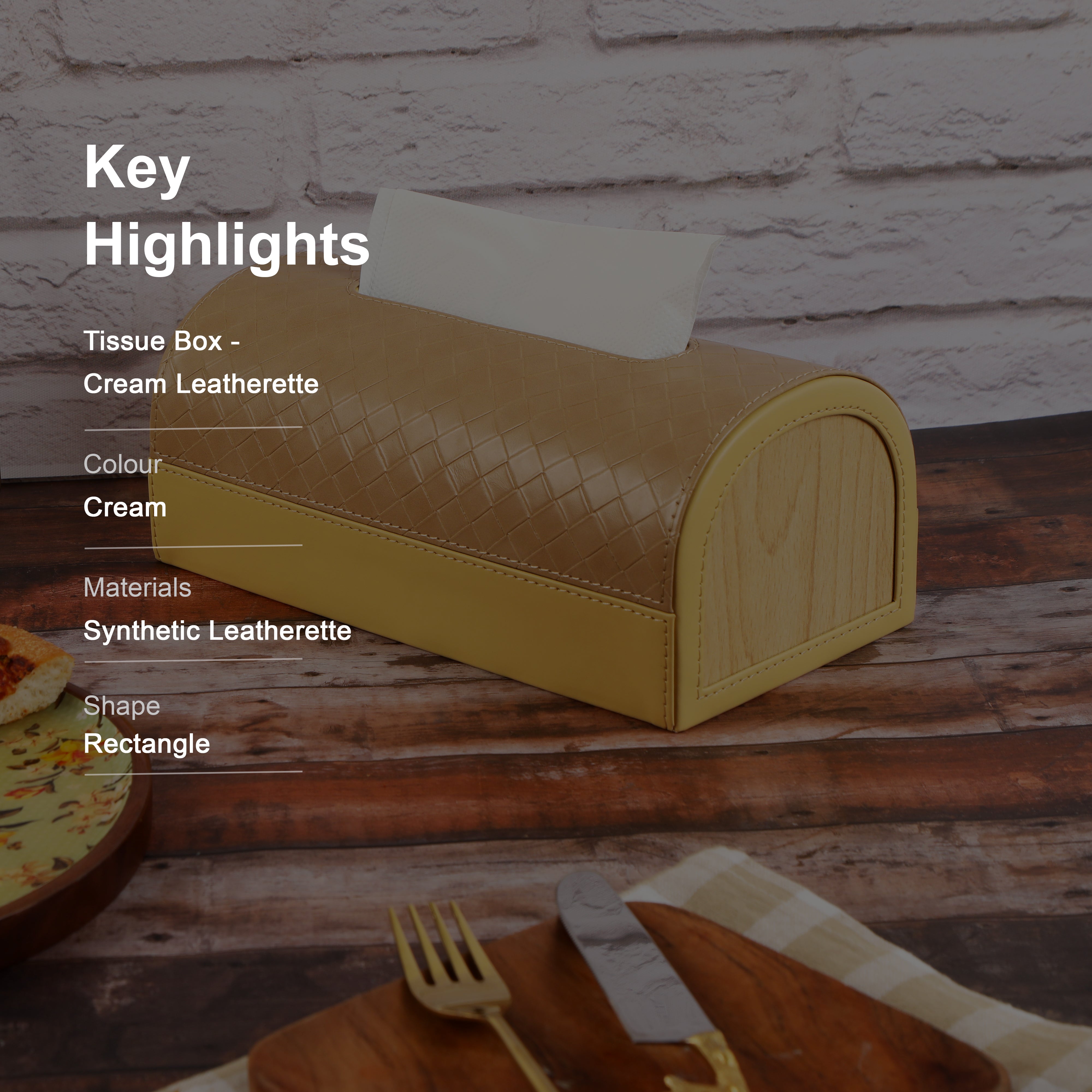 Dome Tissue Box - Cream Leatherette