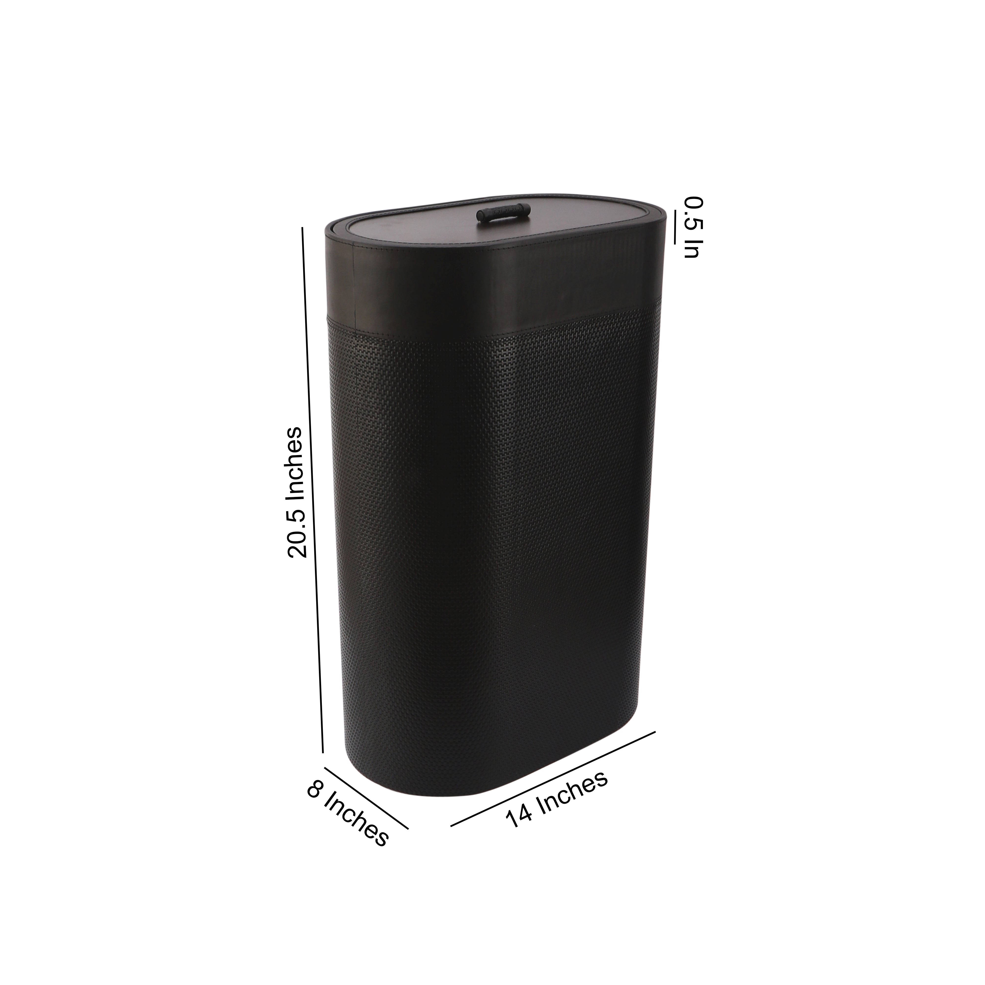 Black Leatherette Laundry Bin With Lid