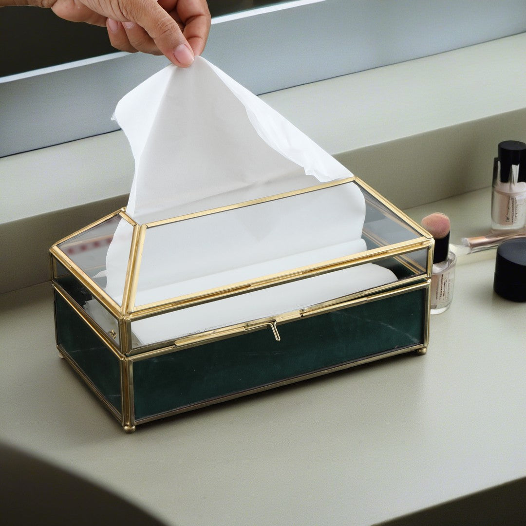 Glass deals tissue box