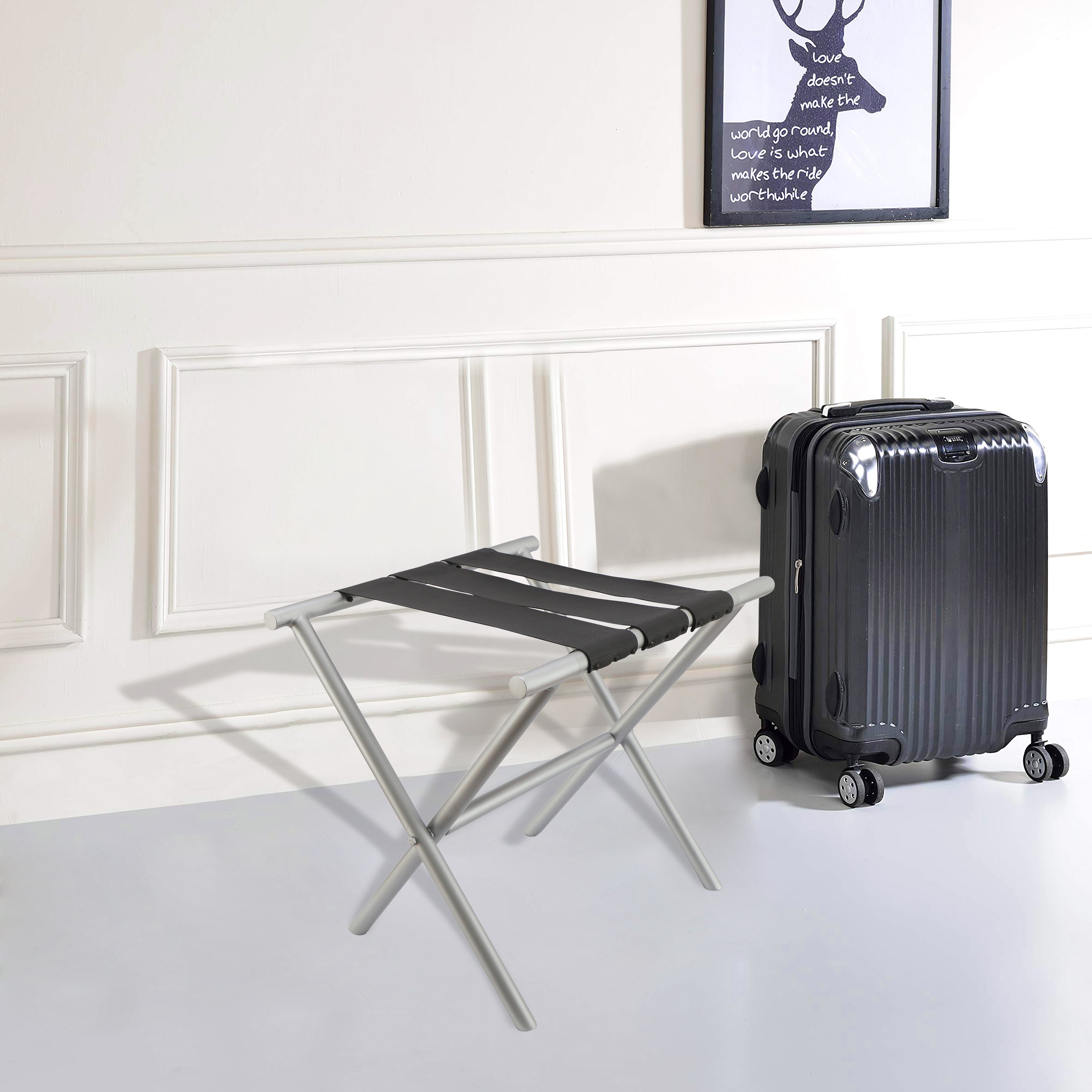 Black Luggage Rack - Folding Luggage Rack