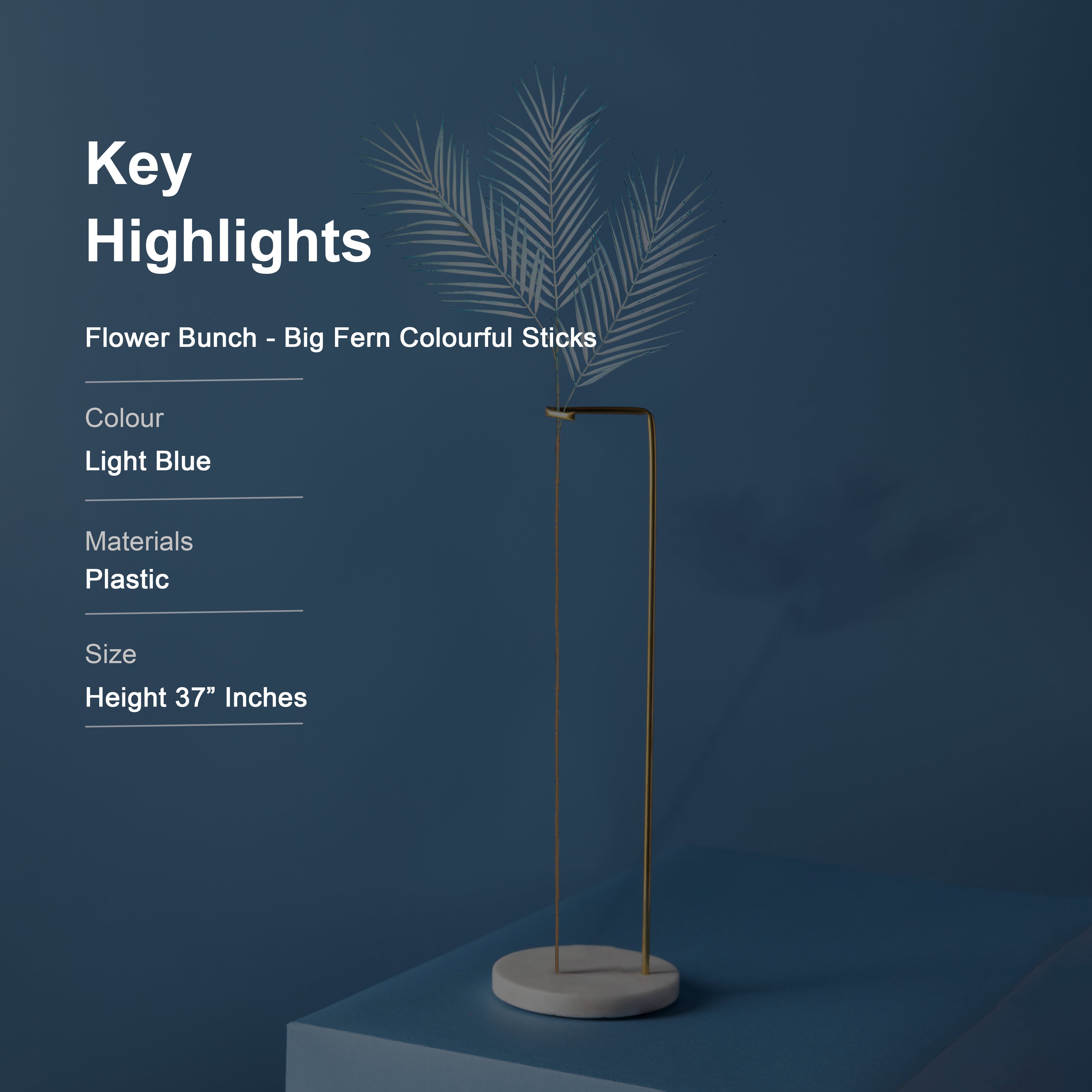 Flower Bunch - Big Fern Light Blue Sticks