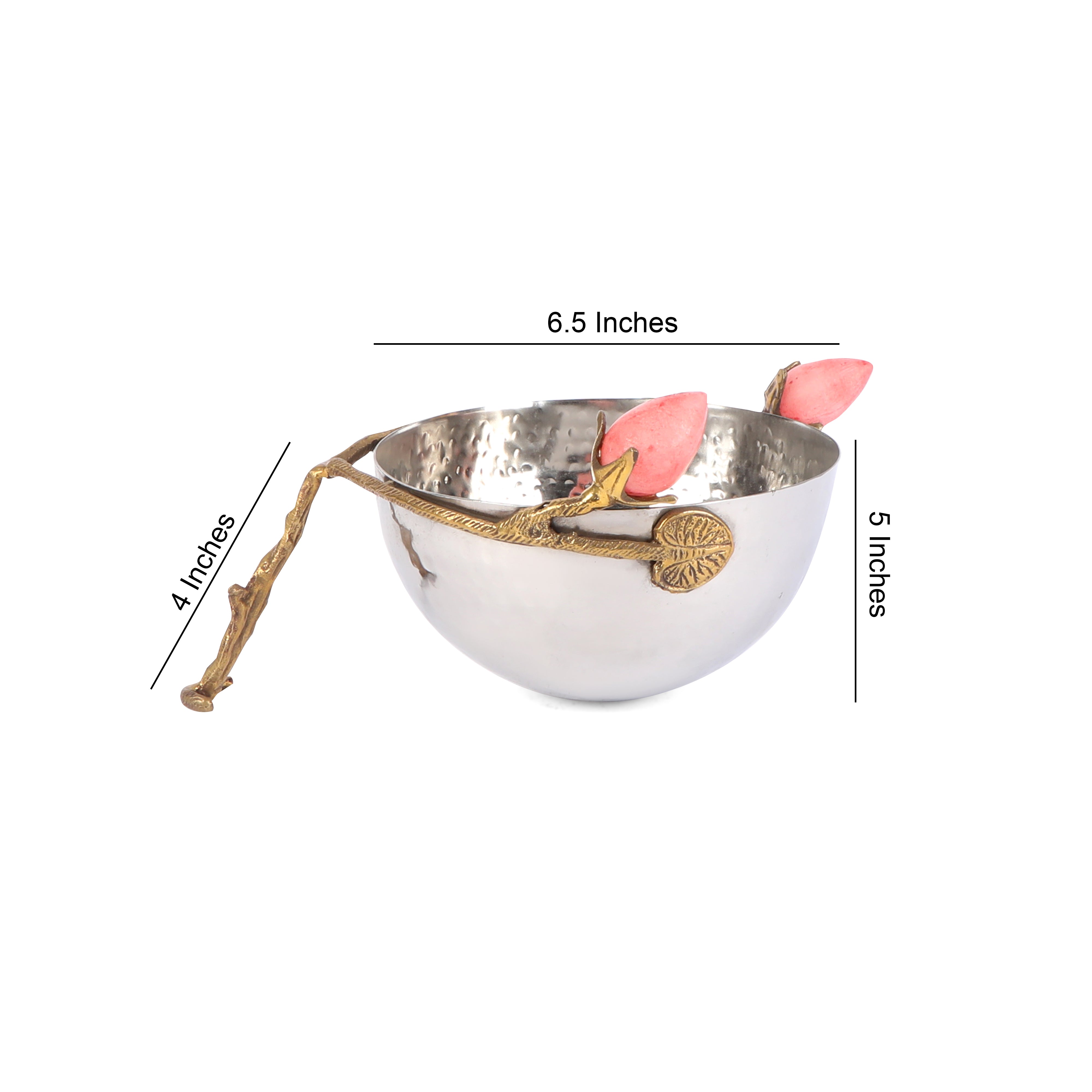 Stainless Steel Bowl With A Lotus Accent