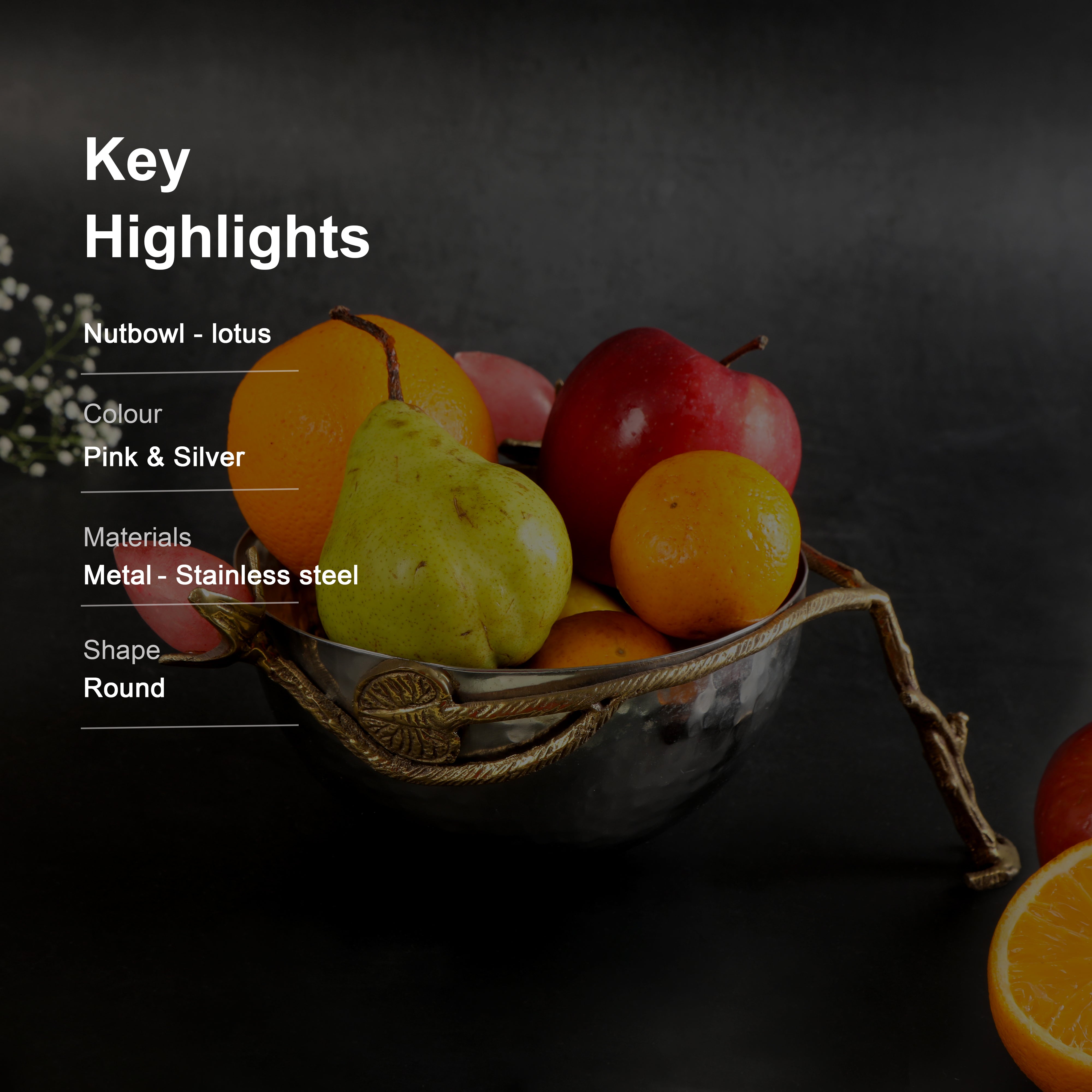 Stainless Steel Bowl With A Lotus Accent