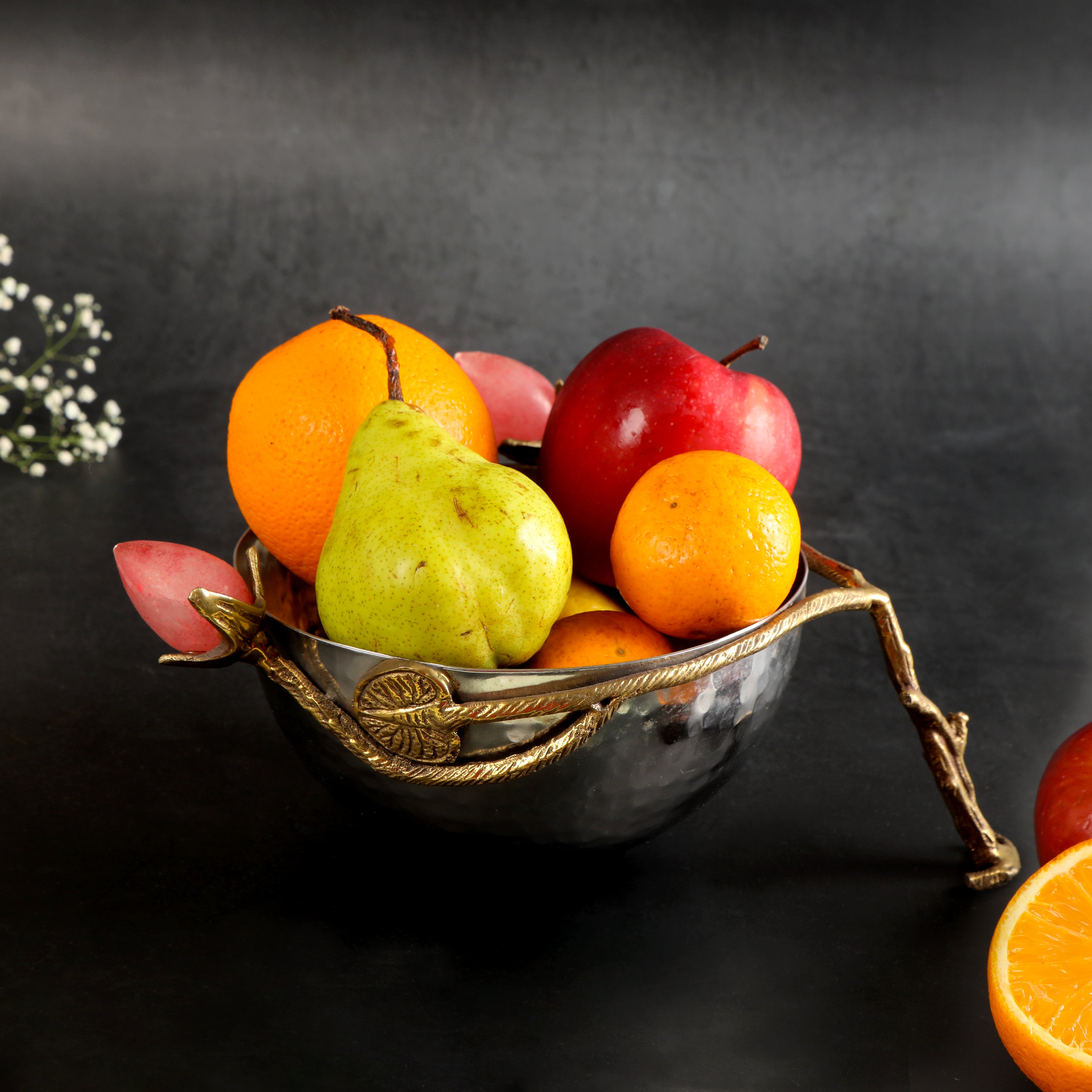 Stainless Steel Bowl With A Lotus Accent