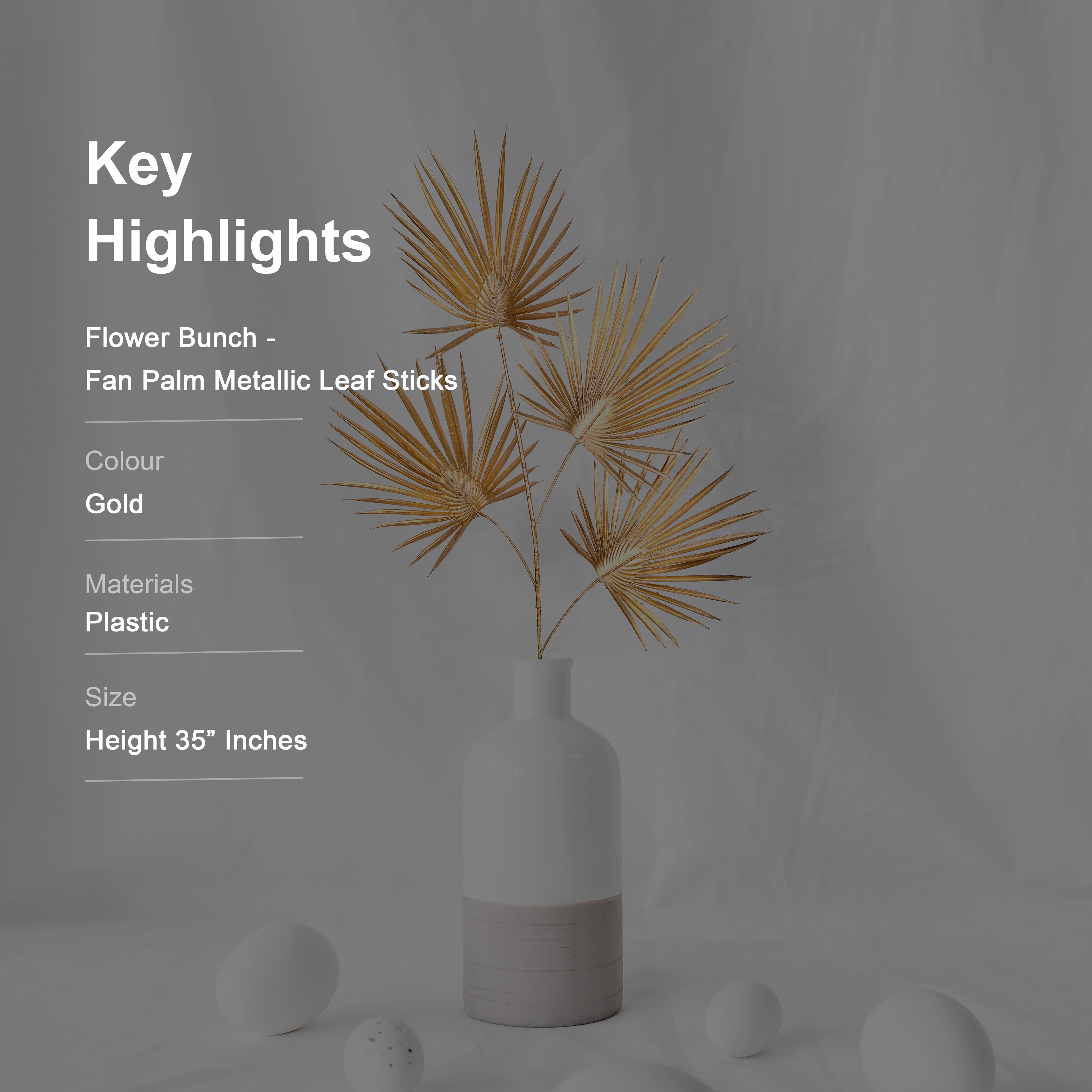 Flower bunch - Fan Palm Gold Metallic Leaf Sticks