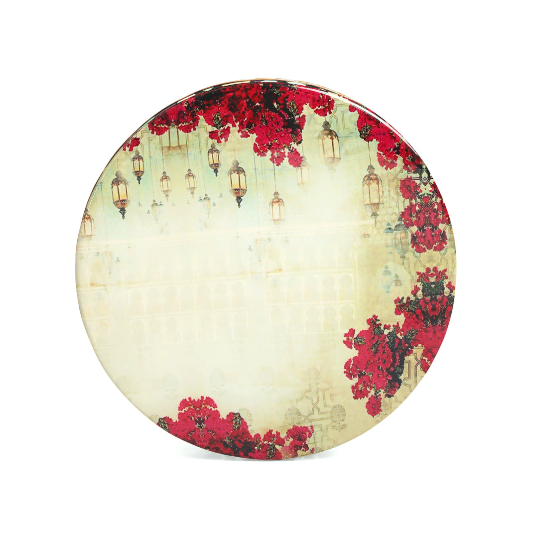 Metal Pink Lantern Print & Enamel Cake Stand With Picker