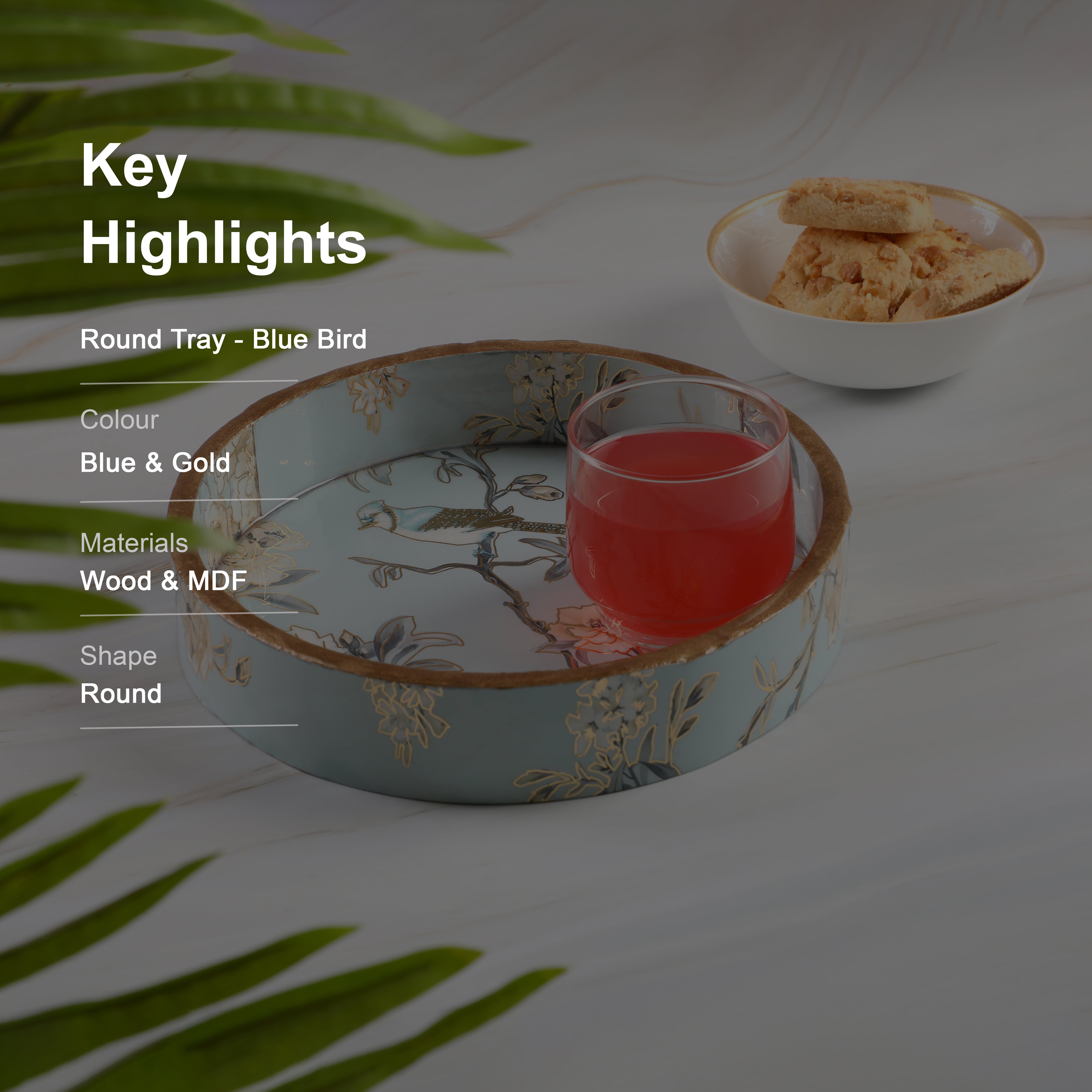 Round Tray - Blue Bird