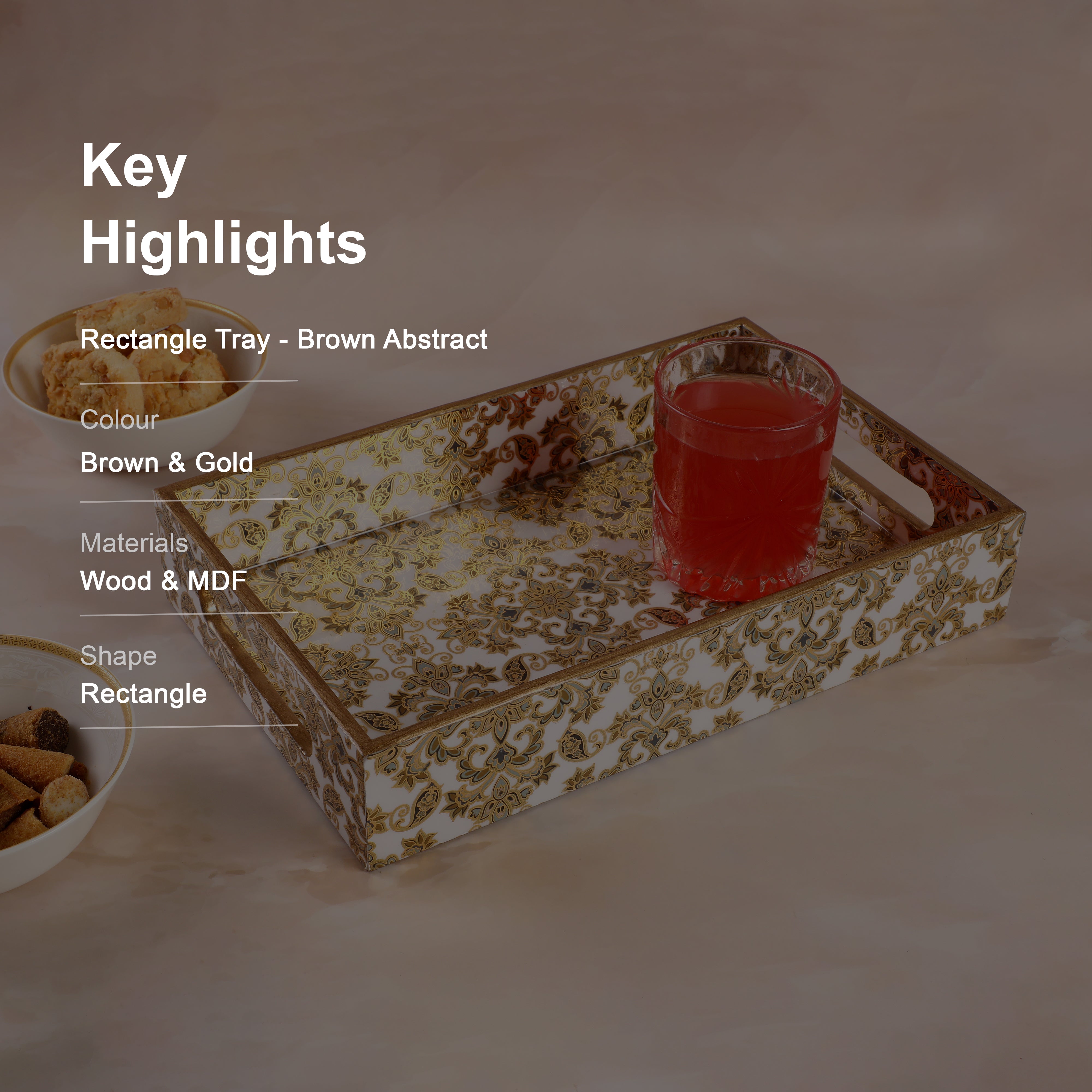 Rectangle Tray - Brown Abstract