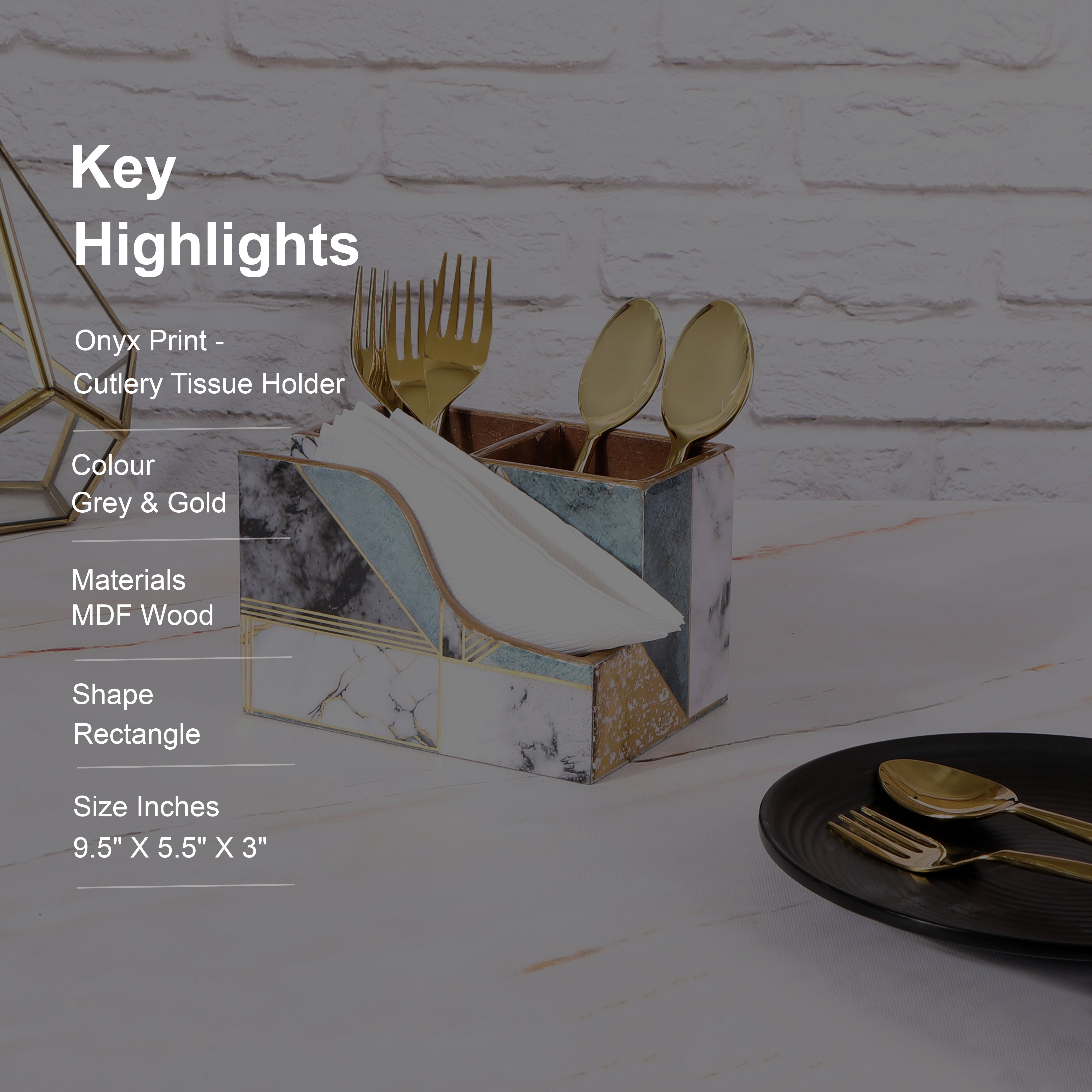 Small Cutlery Tissue Holder - New Onyx