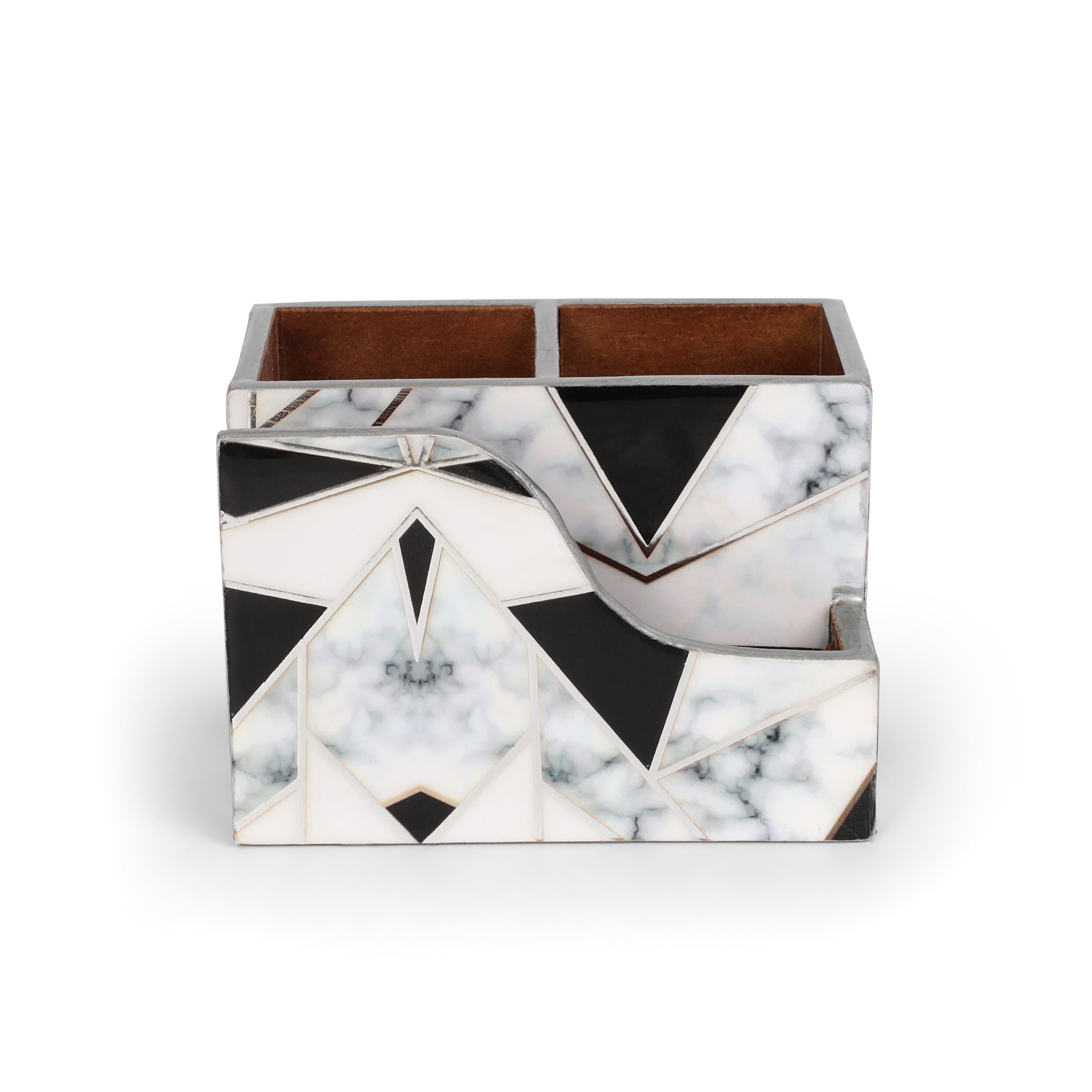 Small Cutlery Tissue Holder - Grey White Triangle