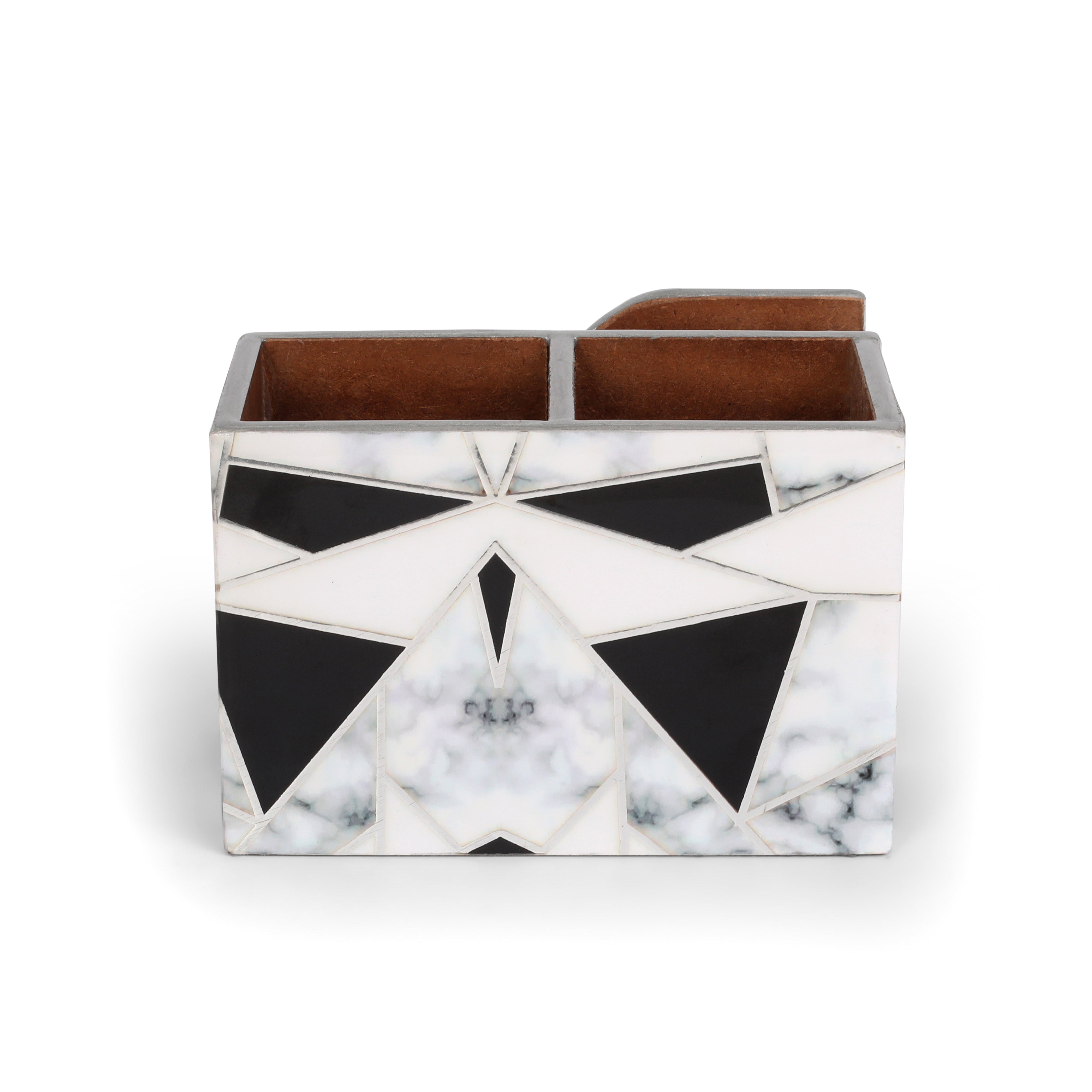 Small Cutlery Tissue Holder - Grey White Triangle