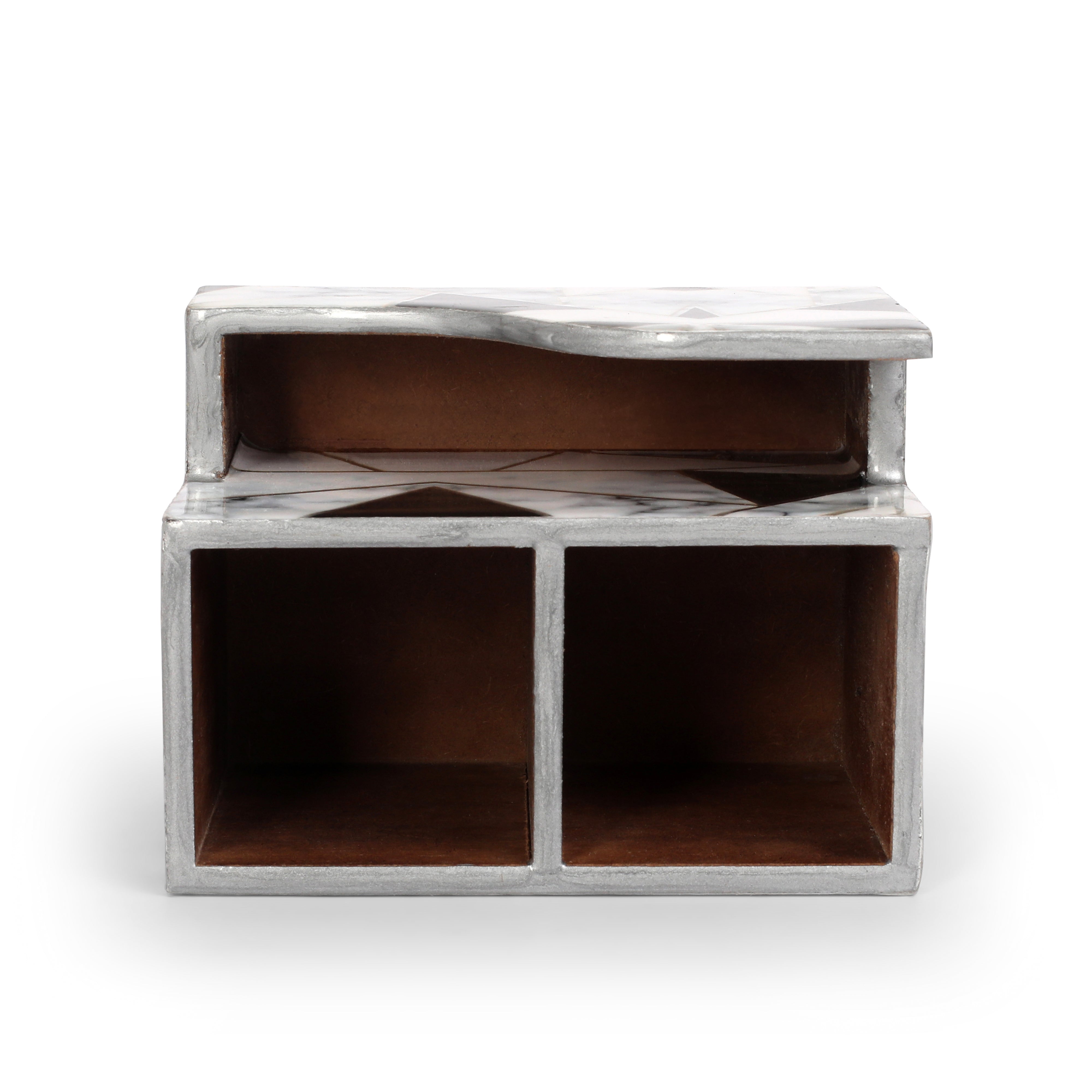 Small Cutlery Tissue Holder - Grey White Triangle