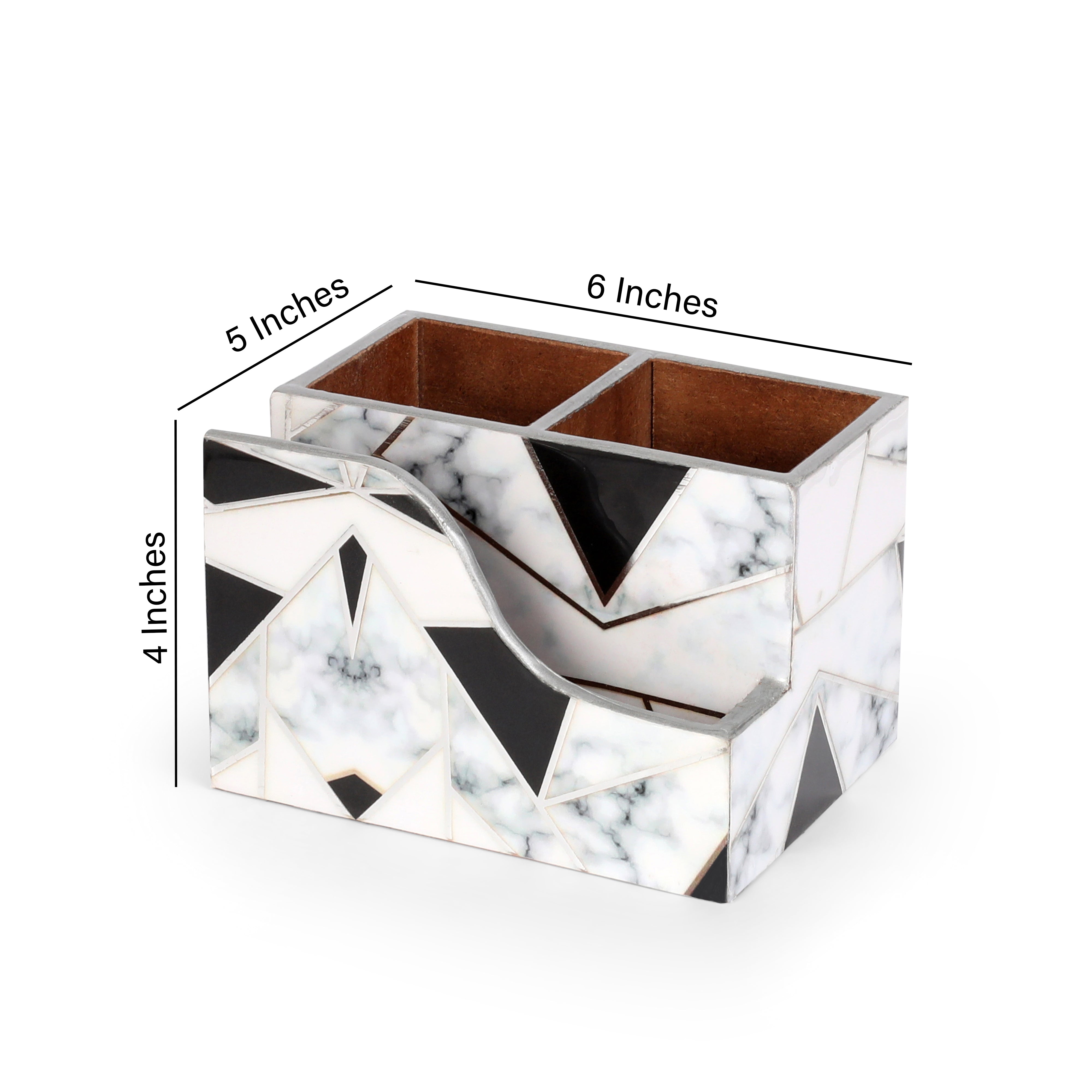 Small Cutlery Tissue Holder - Grey White Triangle