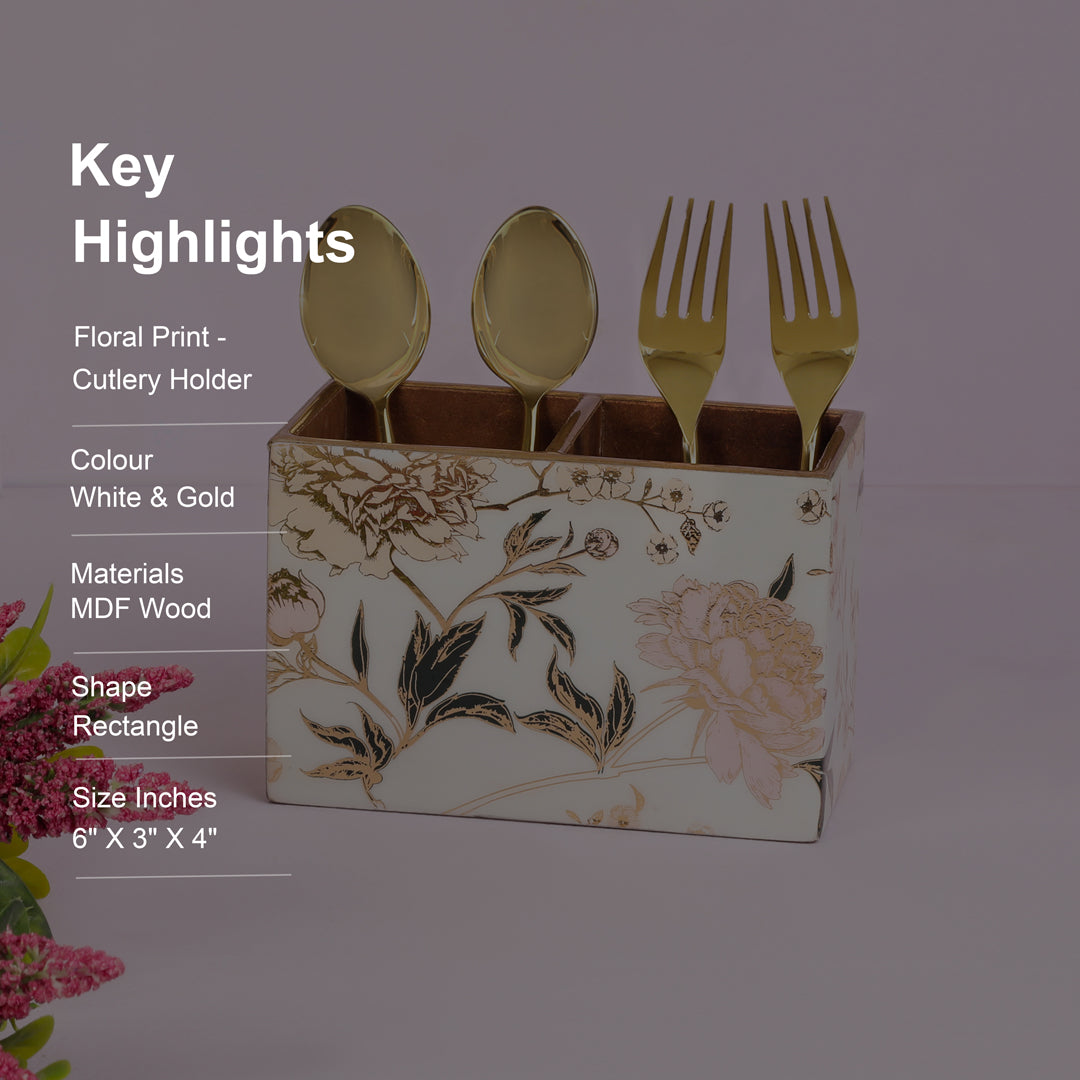 Caddy - 2 Partition - White Flower