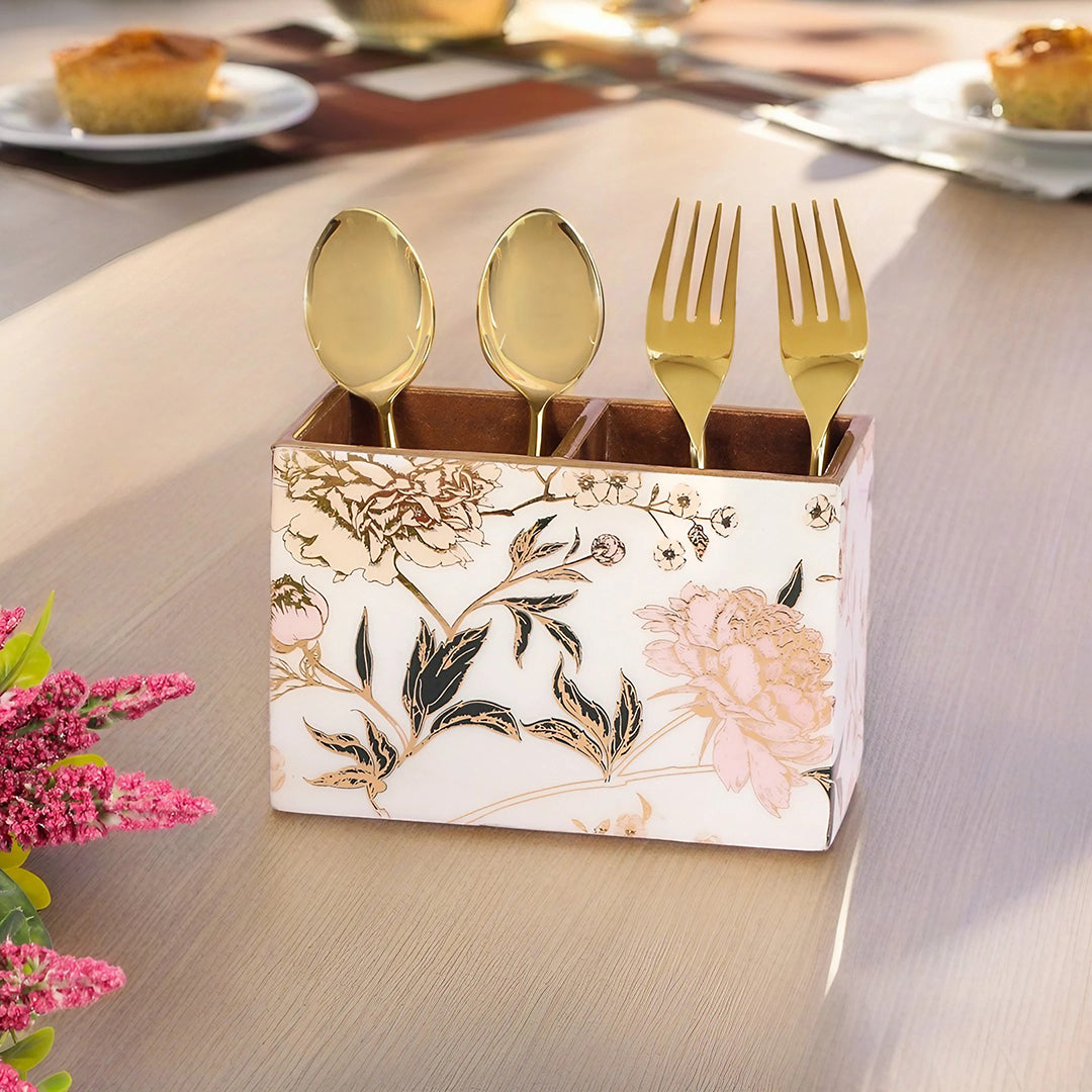 Caddy - 2 Partition - White Flower