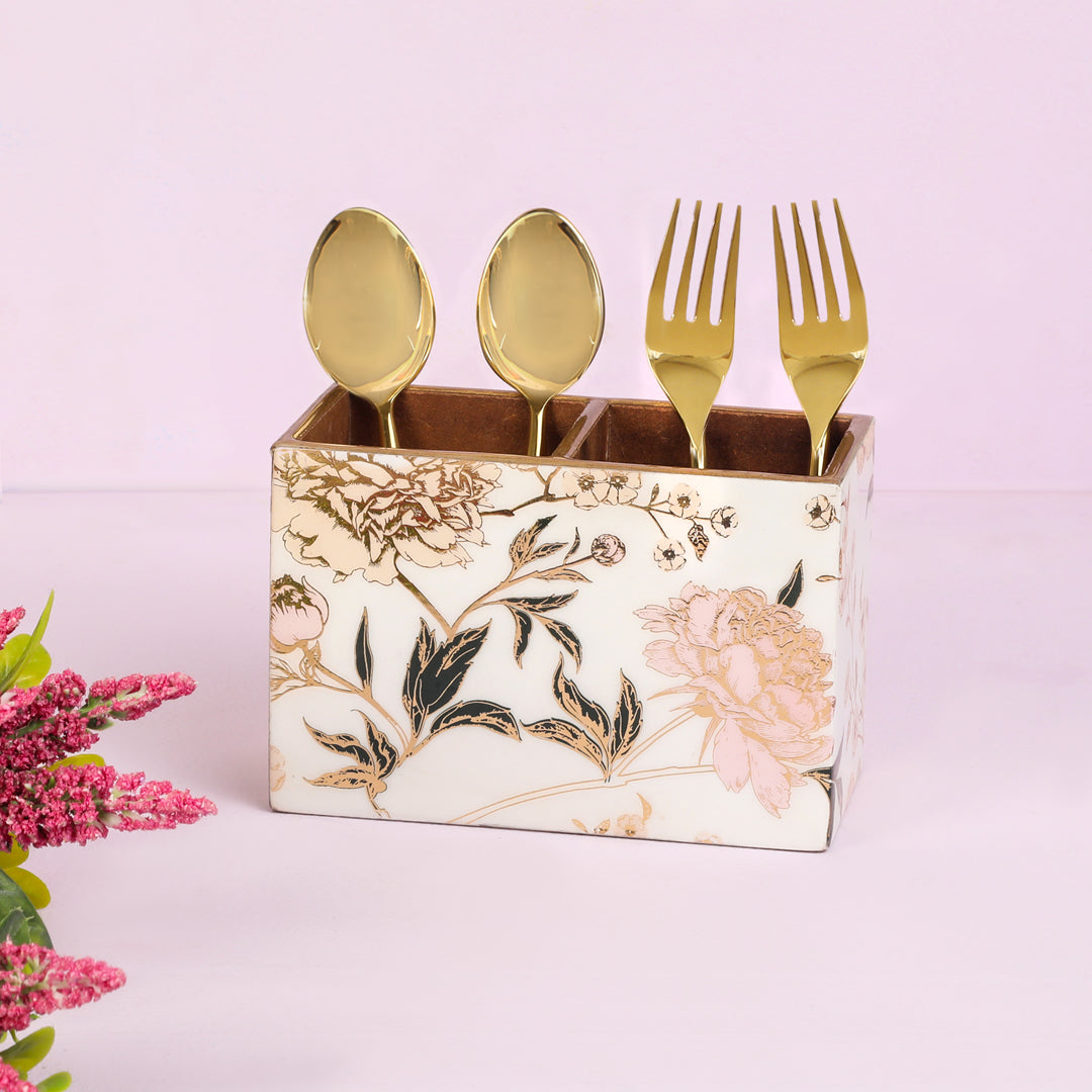 Caddy - 2 Partition - White Flower