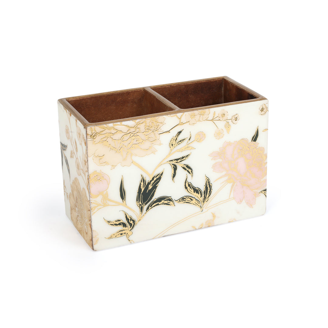 Caddy - 2 Partition - White Flower