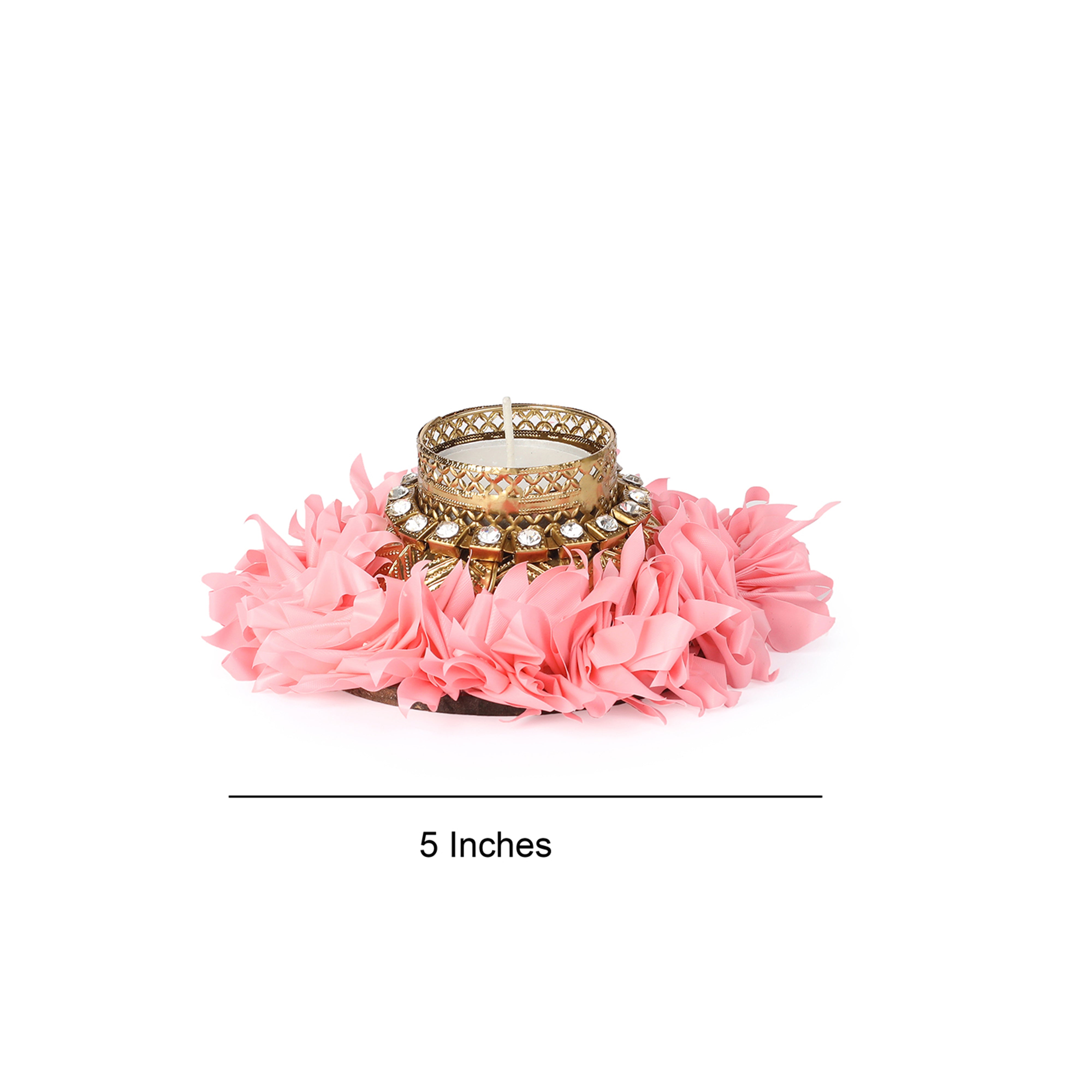 Artificial Gajra Metal Tea Light Holder - set of 2