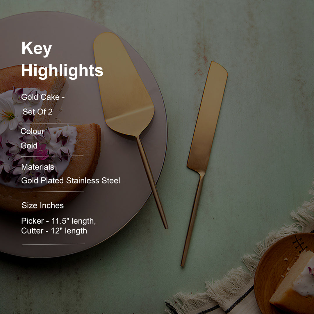 Cake Cutlery Set of 2 - Gold
