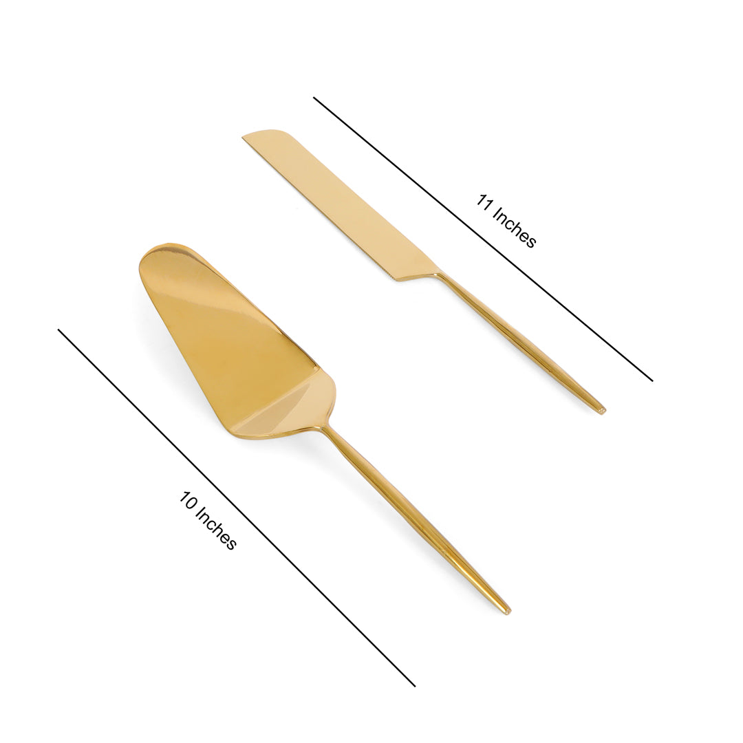 Cake Cutlery Set of 2 - Gold