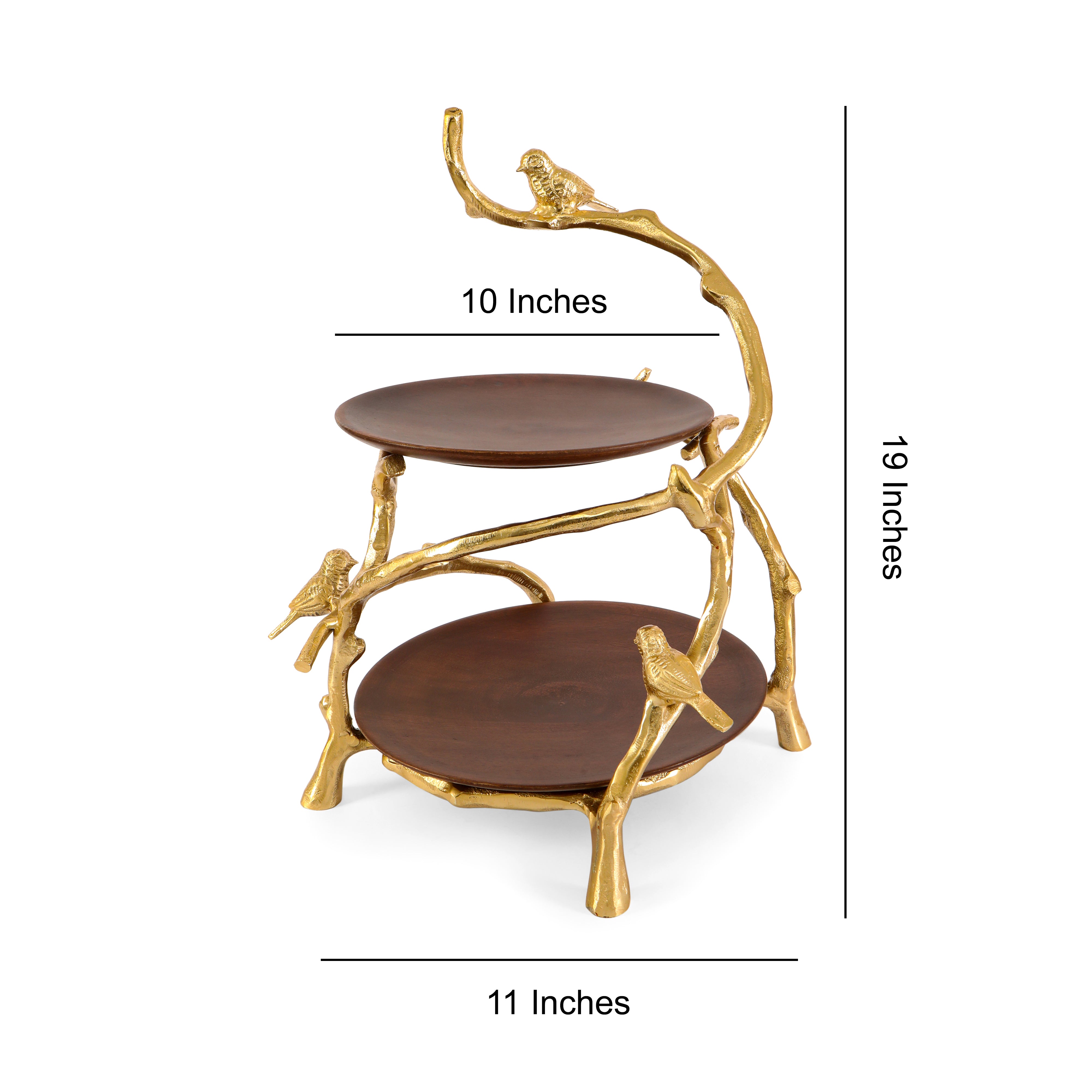 Aluminium & Wooden Bird 2 Tier Platter