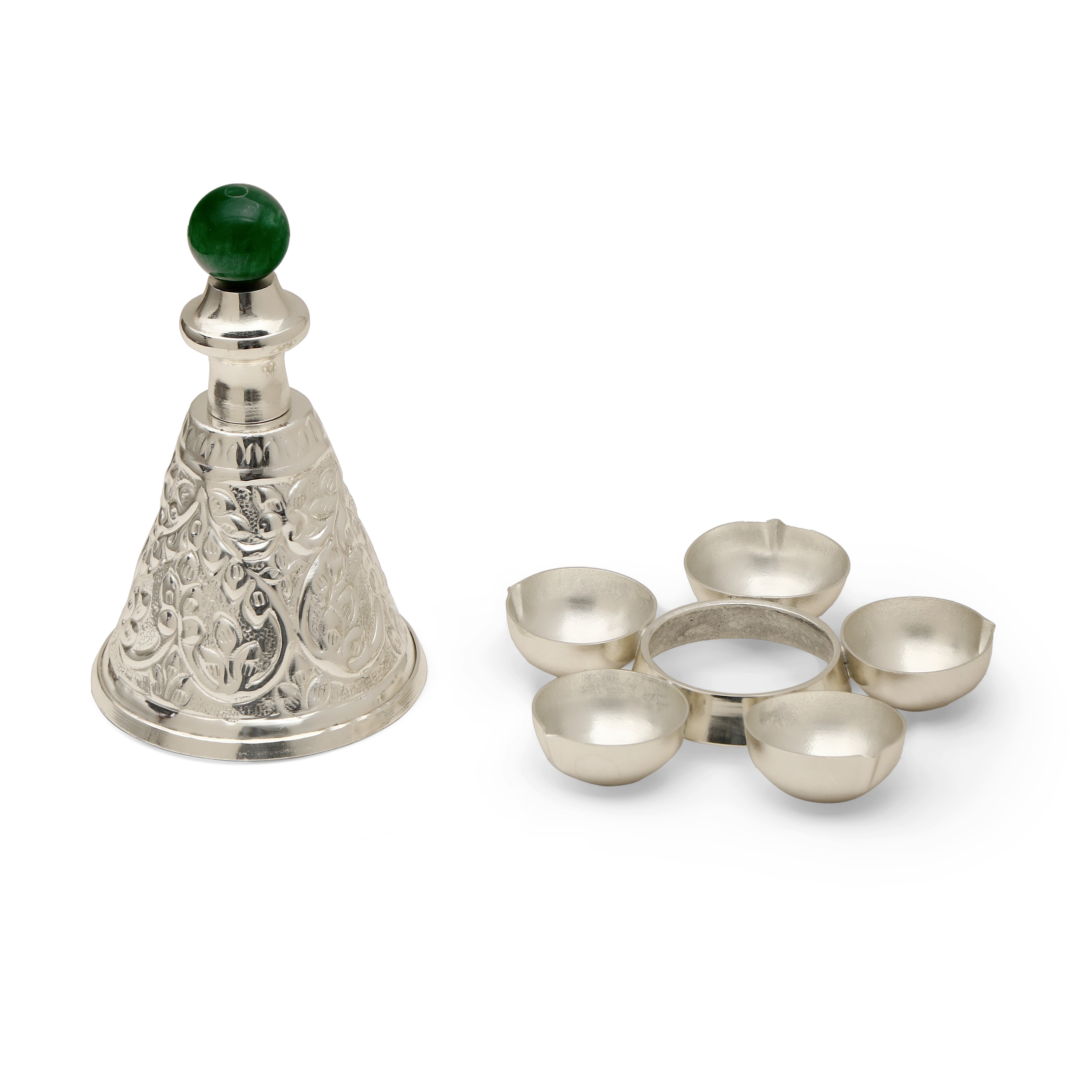 Brass Silver Plated Panchmukhi Diya