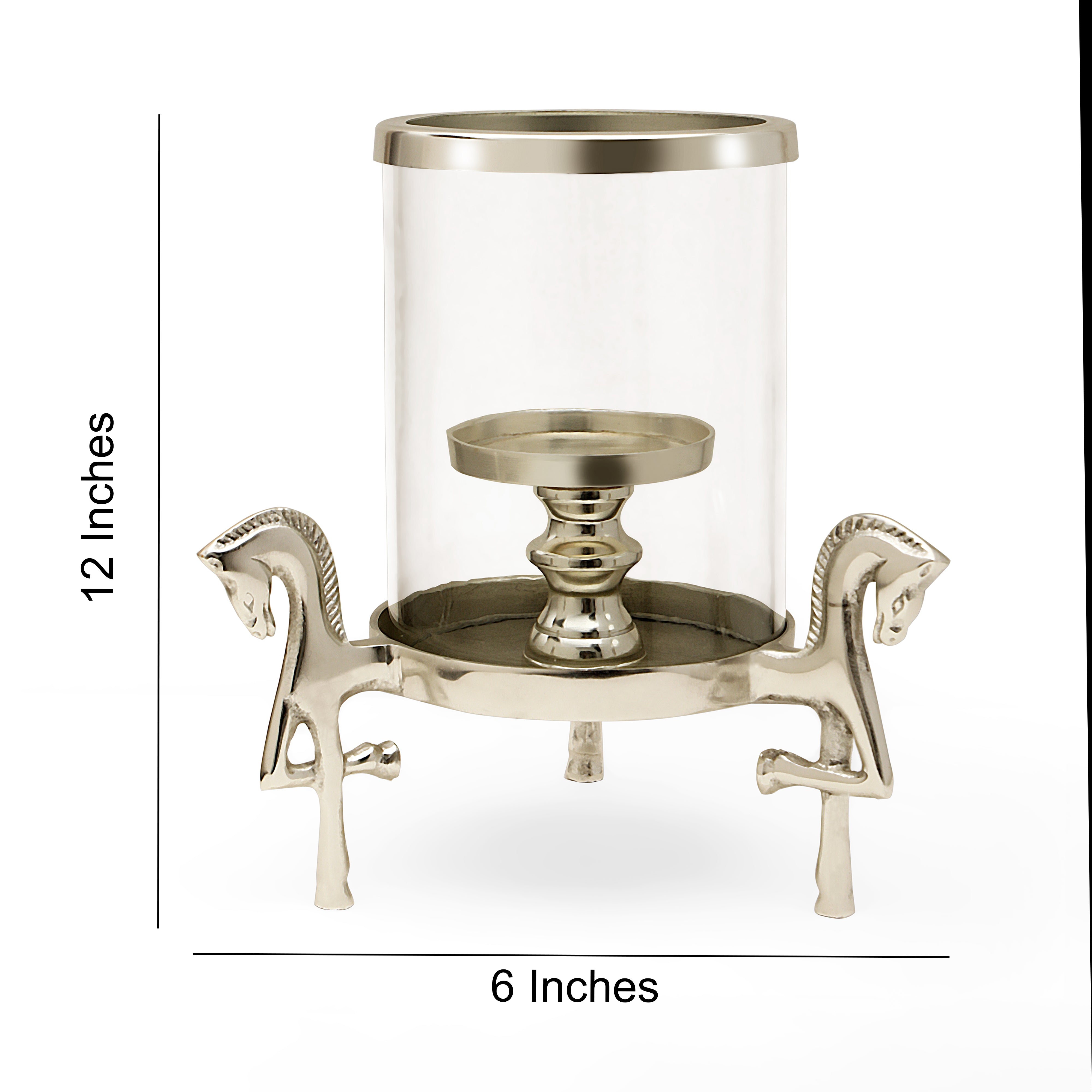Metal Horse Candle Holder - Silver