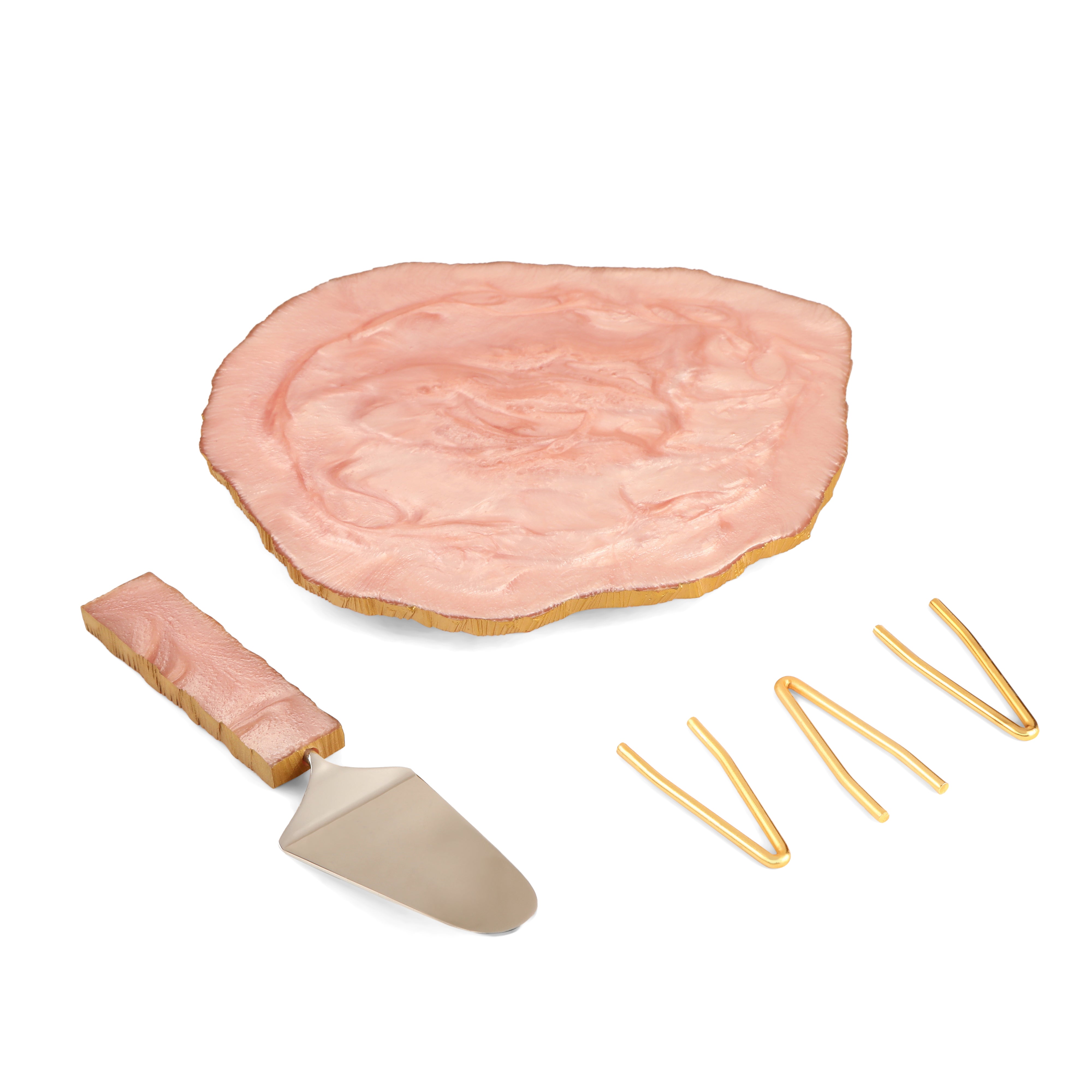 Pink Resin Cake Stand With Picker