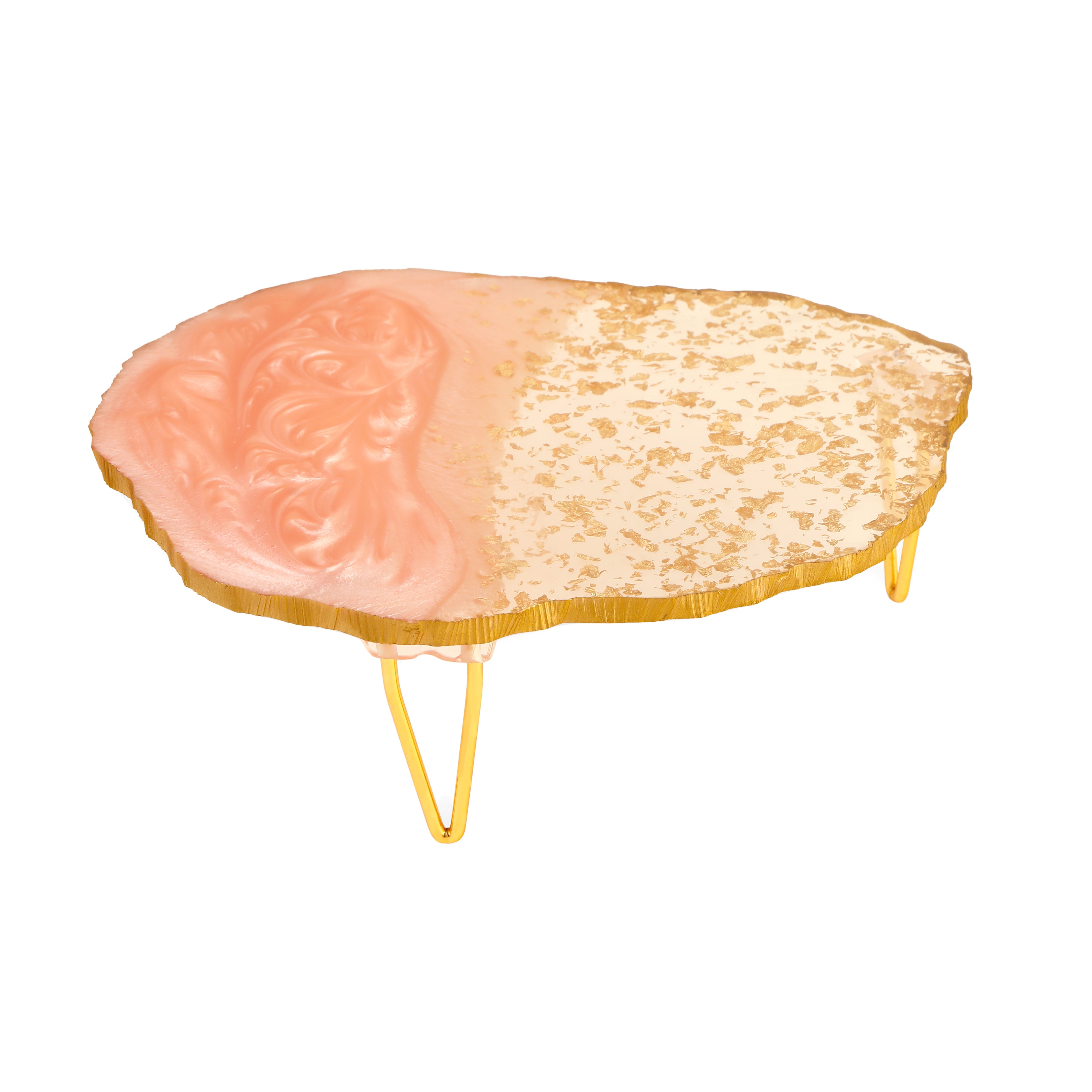 Pink & Gold 2 Tone Resin Cake Stand With Picker