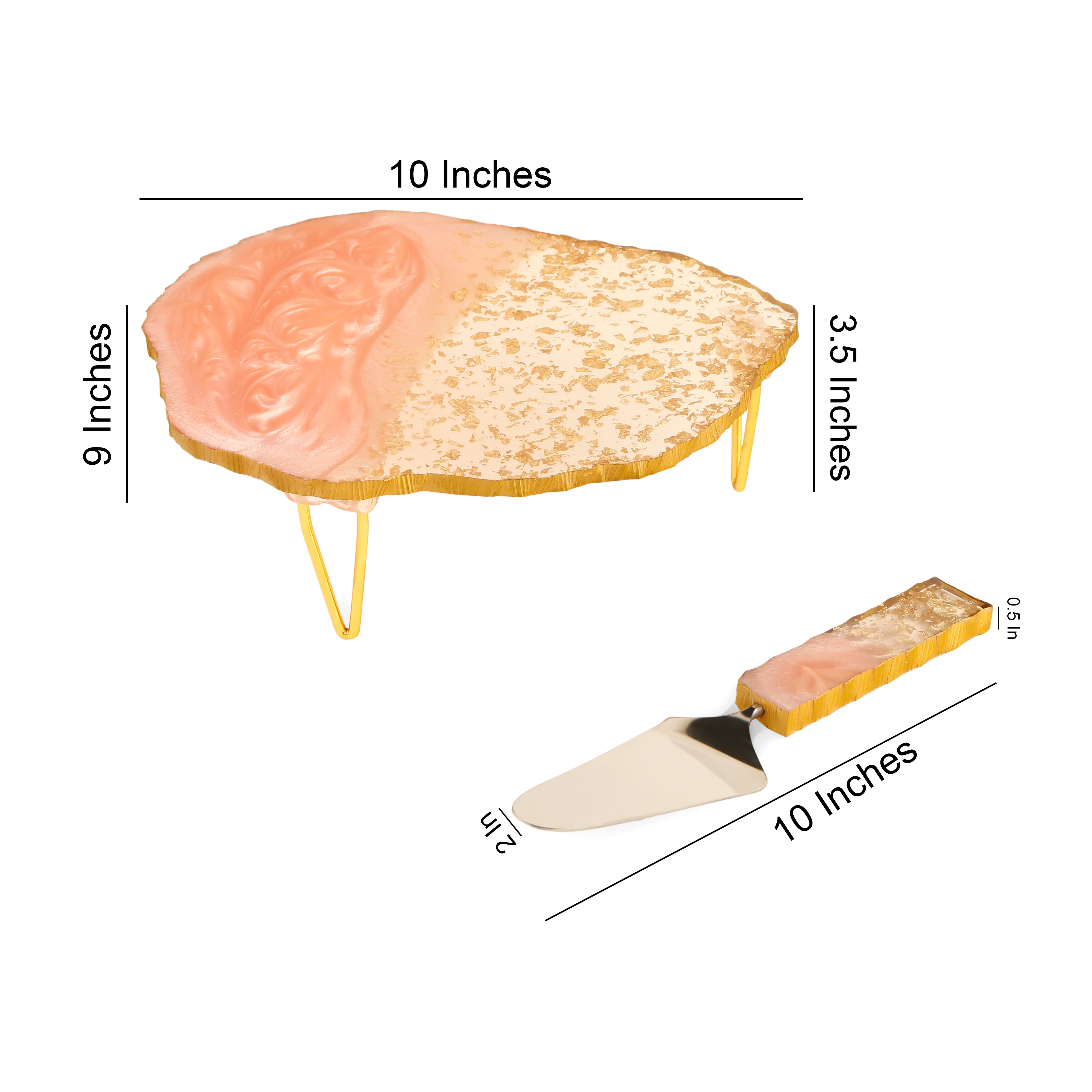 Pink & Gold 2 Tone Resin Cake Stand With Picker