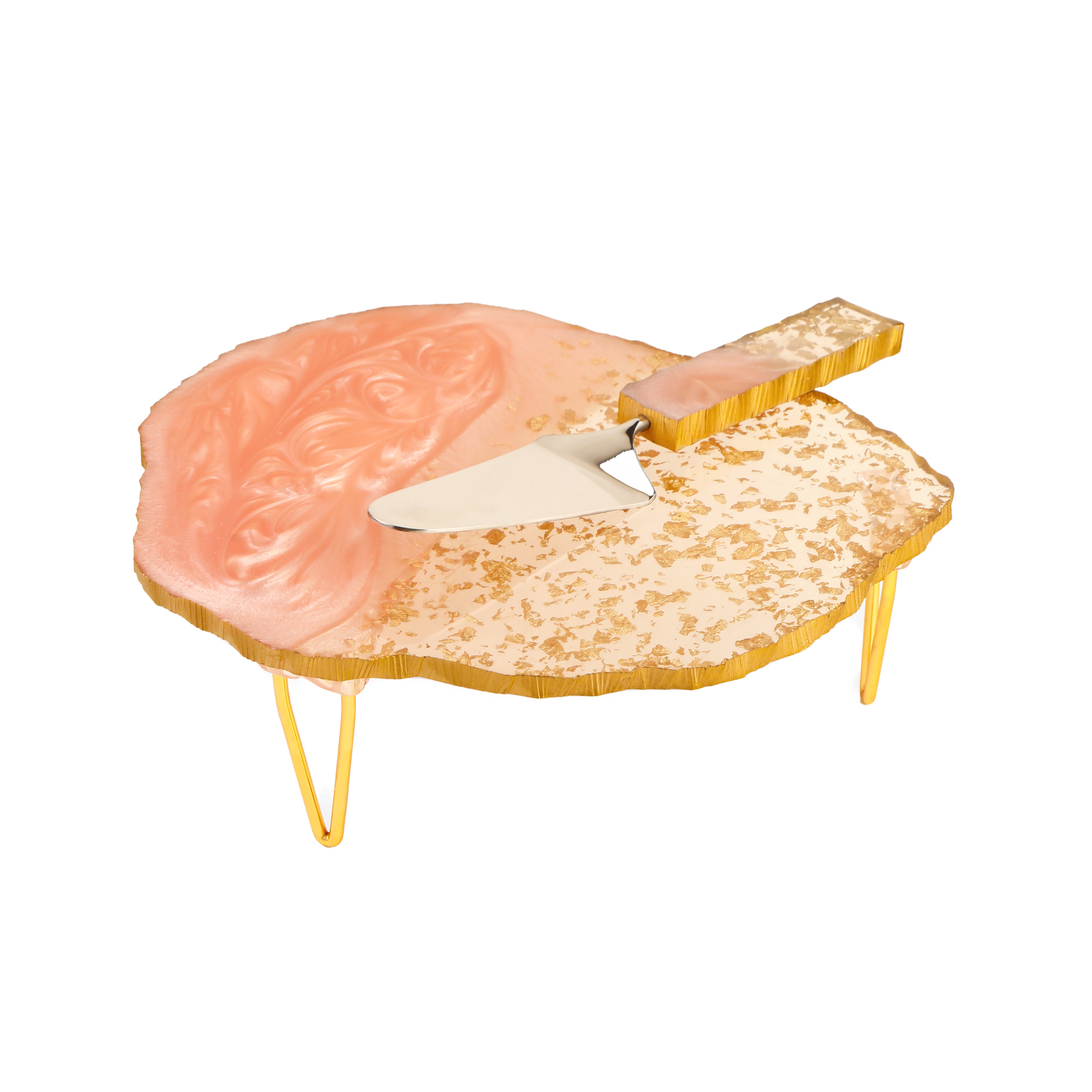 Pink & Gold 2 Tone Resin Cake Stand With Picker