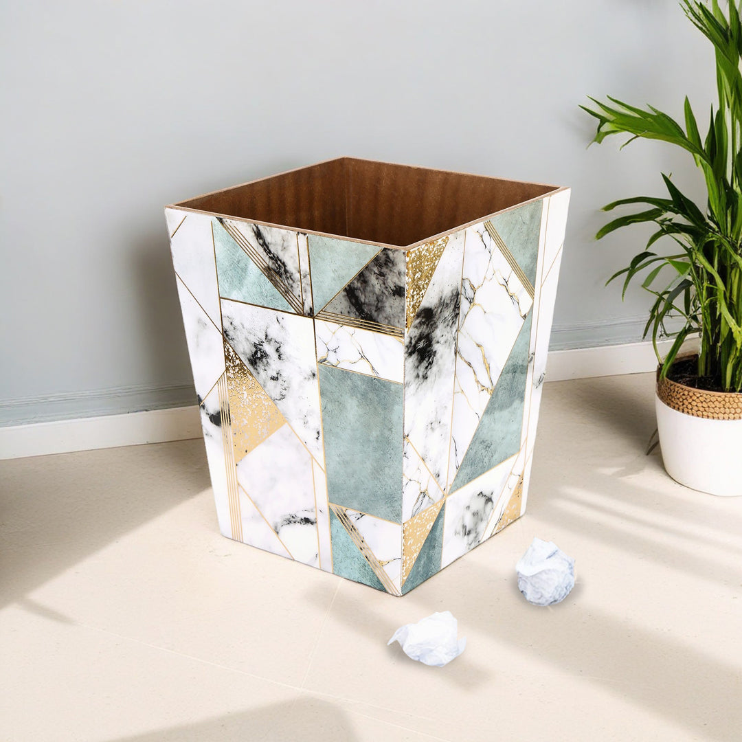 Wooden New Onyx Abstract Print Enameled Dustbin