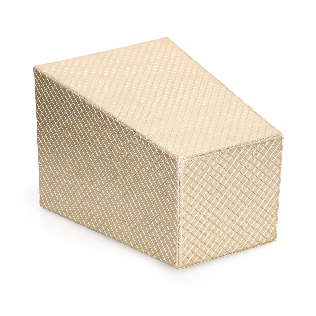 Gold Metallic Checks Leatherette Dustbin