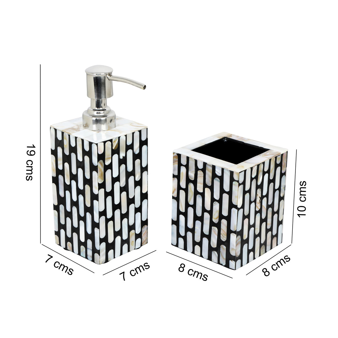 Black & White Mother Of Pearl Bathroom Set of 2