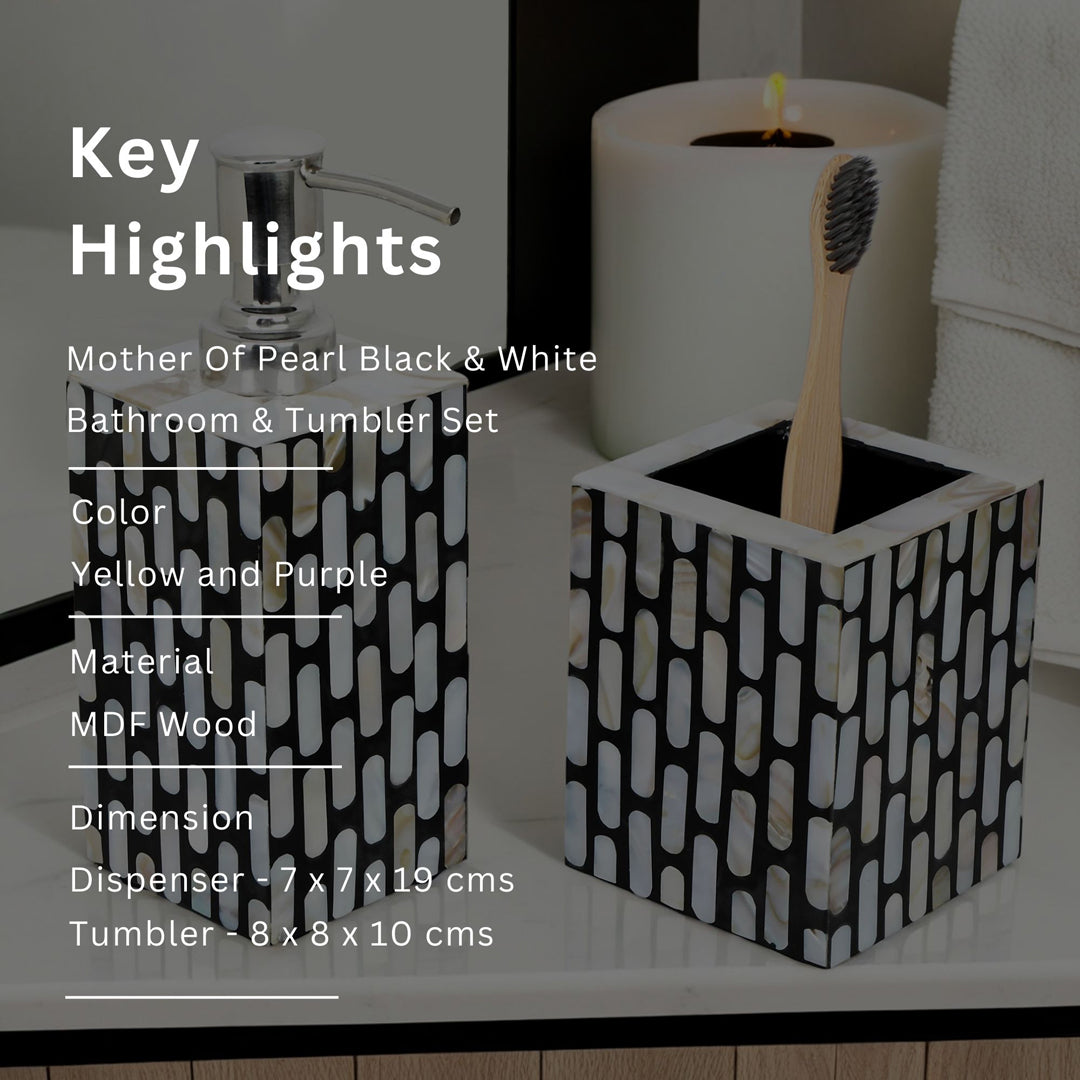 Black & White Mother Of Pearl Bathroom Set of 2