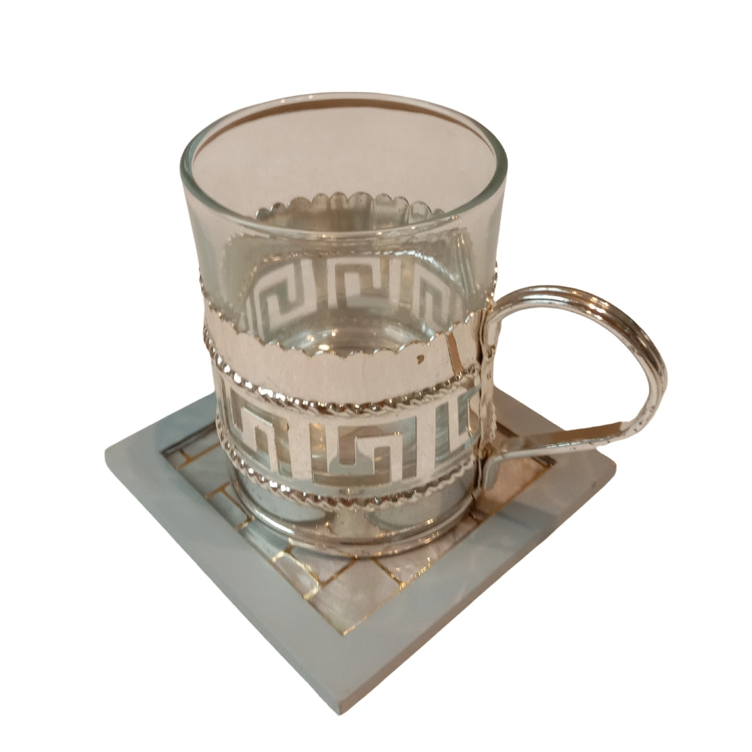 Table Coaster - Brick print & enamel with deco set of 6