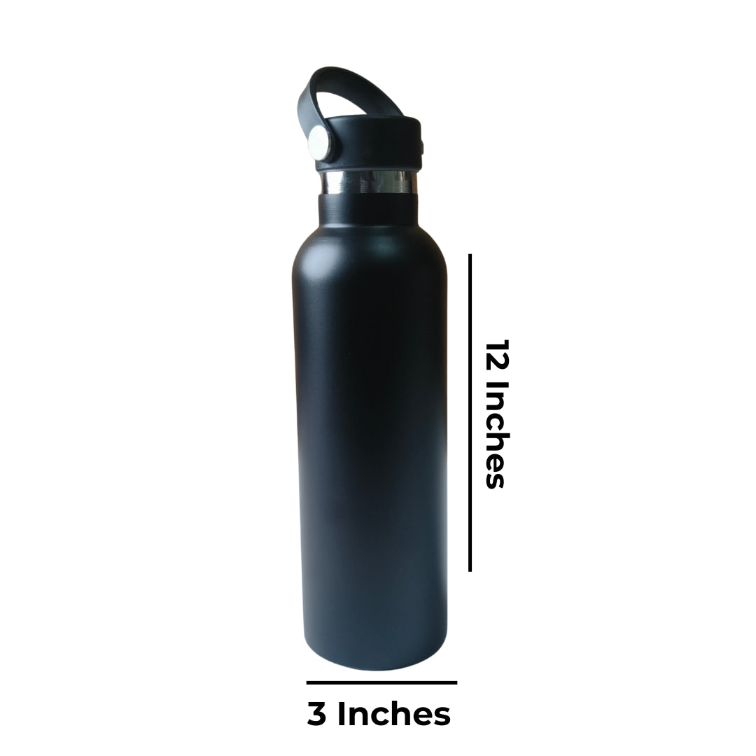 Black Stainless Steel Bottle WIth Handle And S.S Rim(750ml)