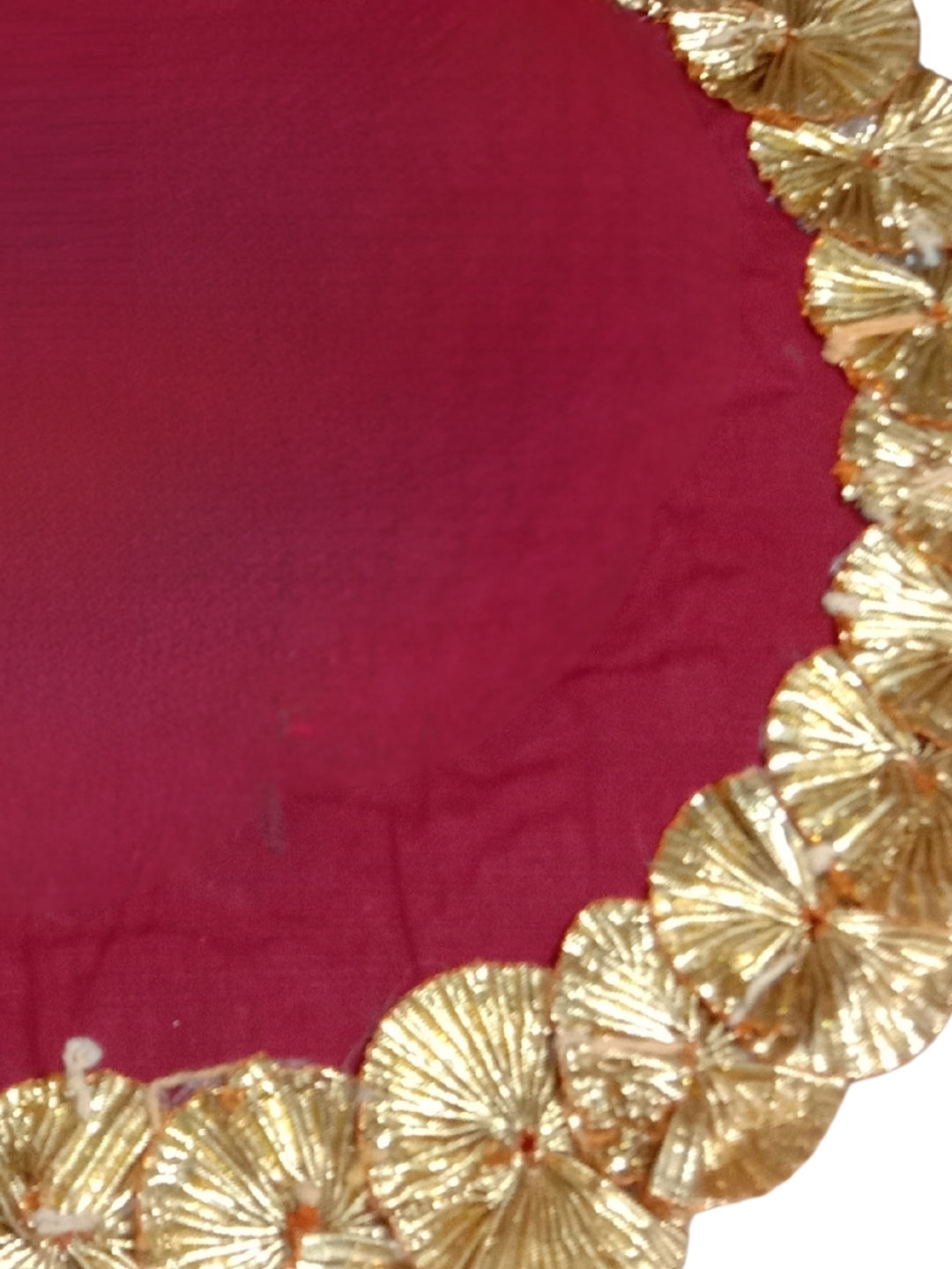 Handmade Red & White Floral Puja Asan Mat / rangoli with Gold Center Single