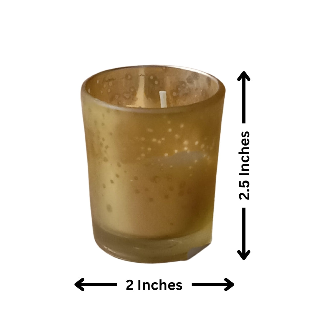 Set of 3 Metallic Luster Glass Votive Scented Candles (Gold, Silver, Copper)