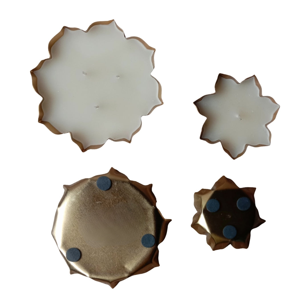 Luxury Gold-Rimmed Lotus Shape Scented Candle Gift Set OF 2