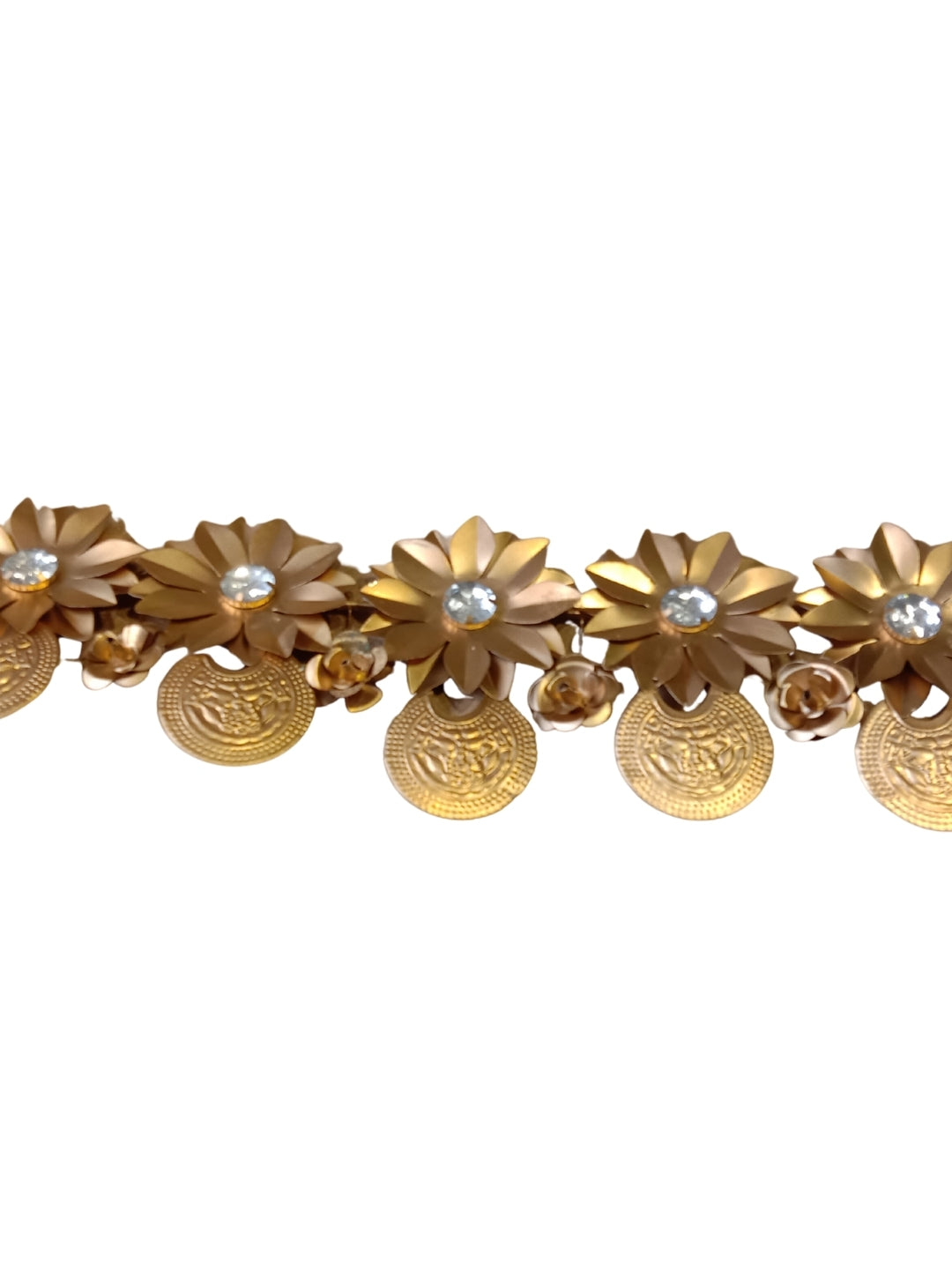 metal gold finish flower chand shape toran